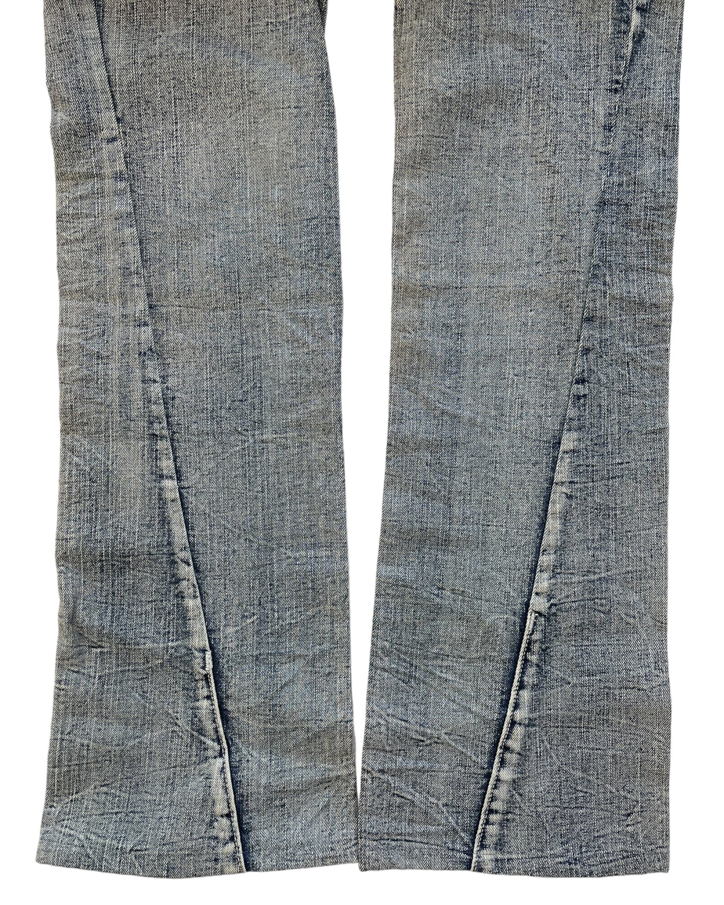 2000s Tornado Mart Tribal Embroidery Twisted Seam Chain Stitch Denim