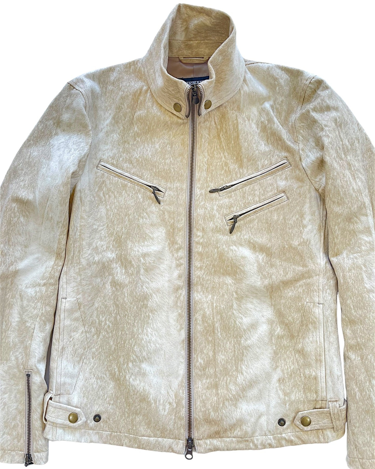 Tornado Mart Suede Fur Print High Neck Jacket