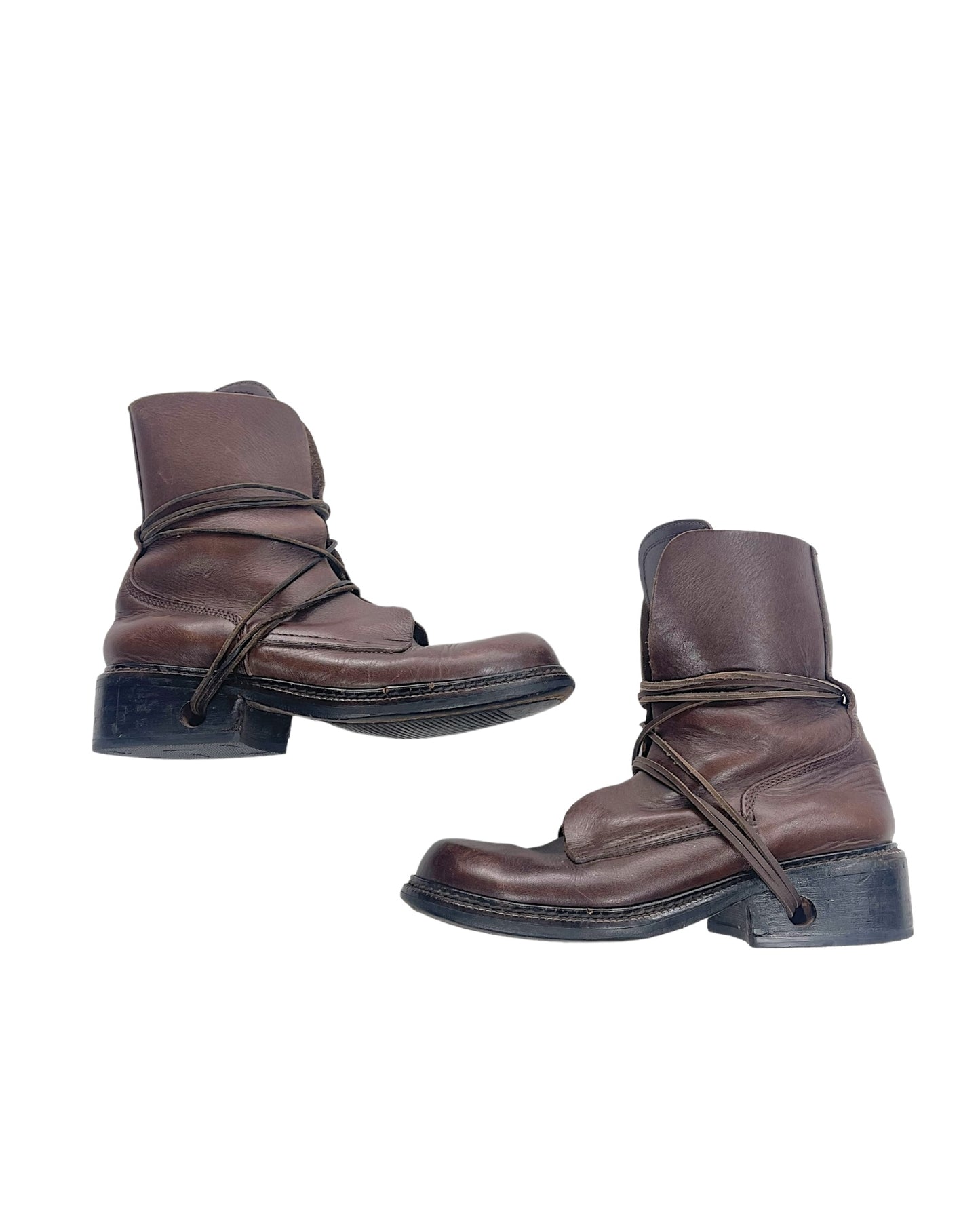 Dirk Bikkembergs AW94 Lace Through Heel Leather Boots