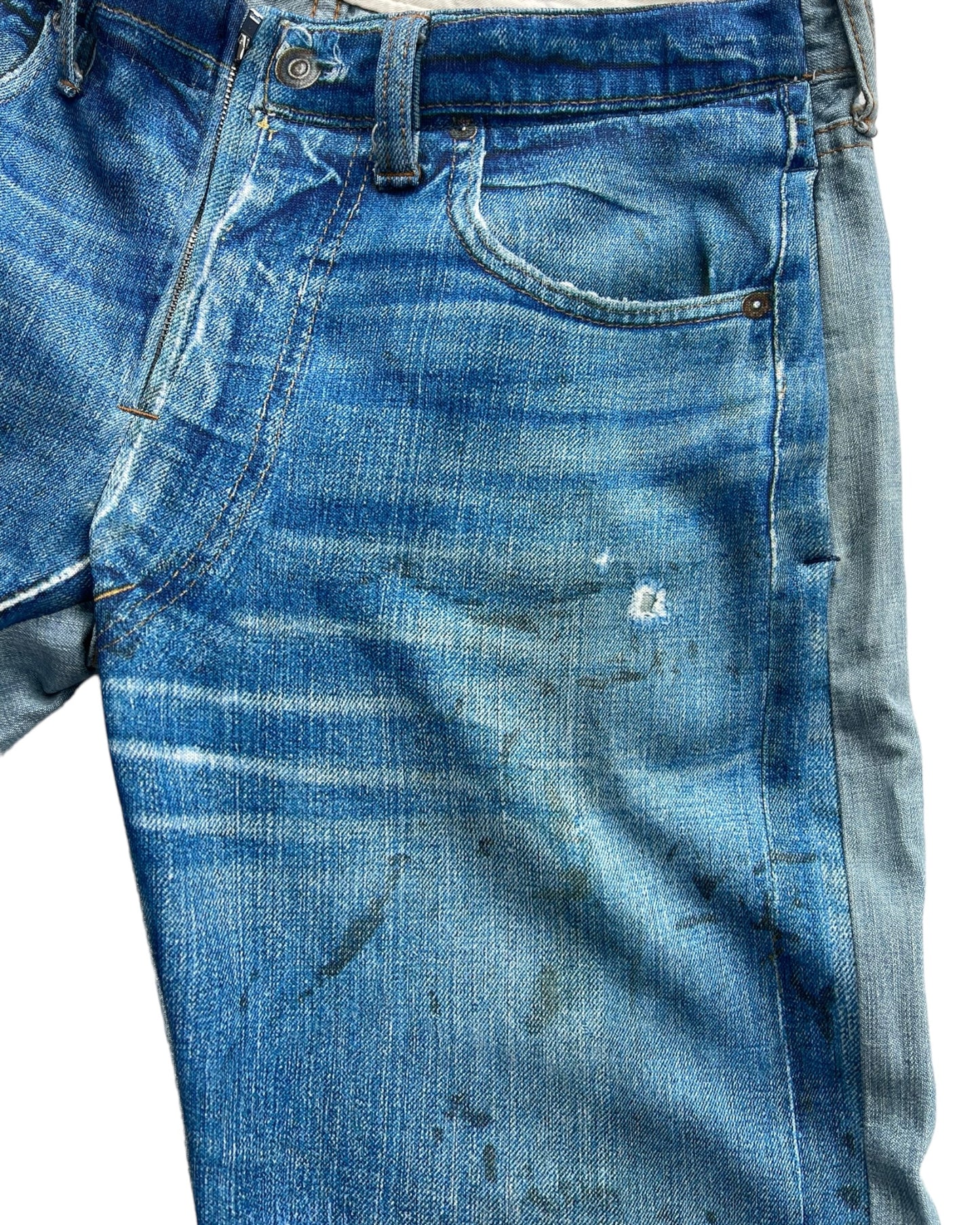 Talking About The Abstraction Trompe l'oeil Distressed Dirt Illusion Print Hybrid Denim