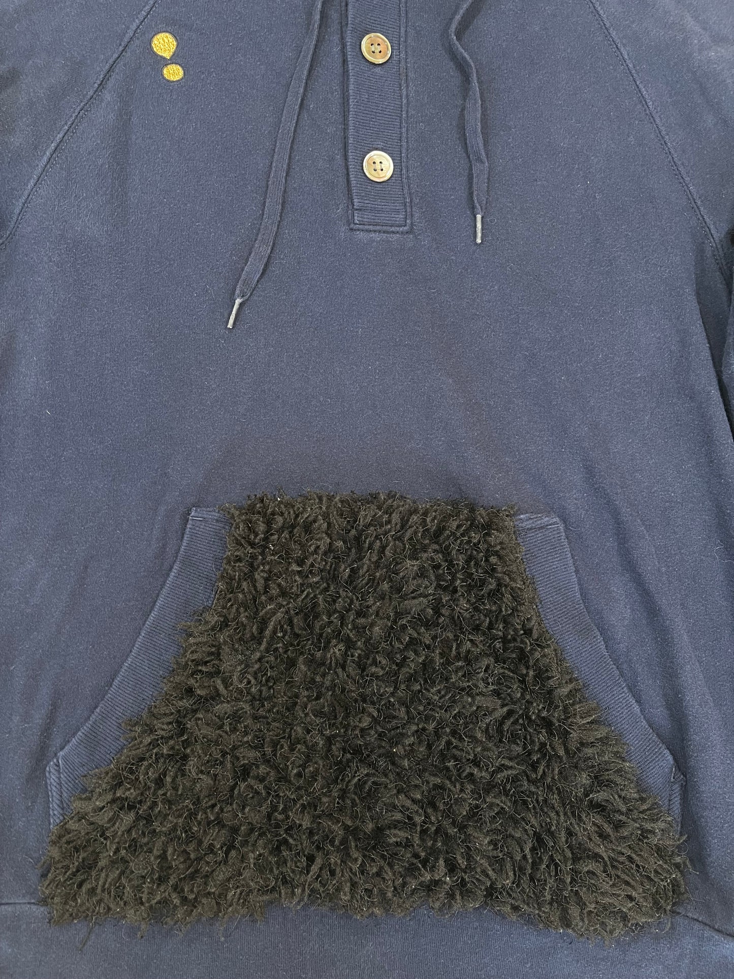 Mercibeaucoup Fuzzy Fur Bear Head Ears Hooded Button Sweatshirt