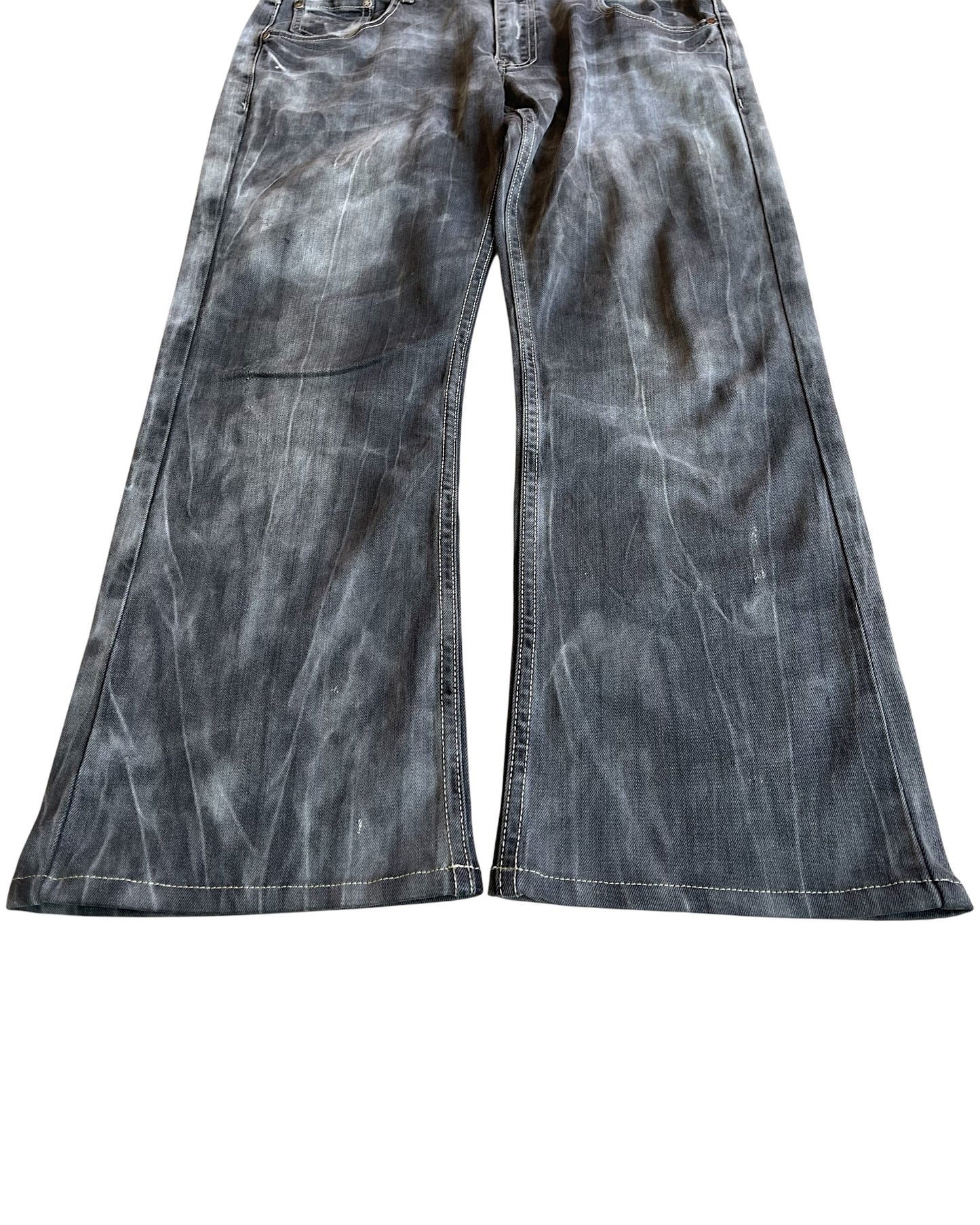 Semantic Design Studded Bleach Streaks Bootcut Denim Jeans