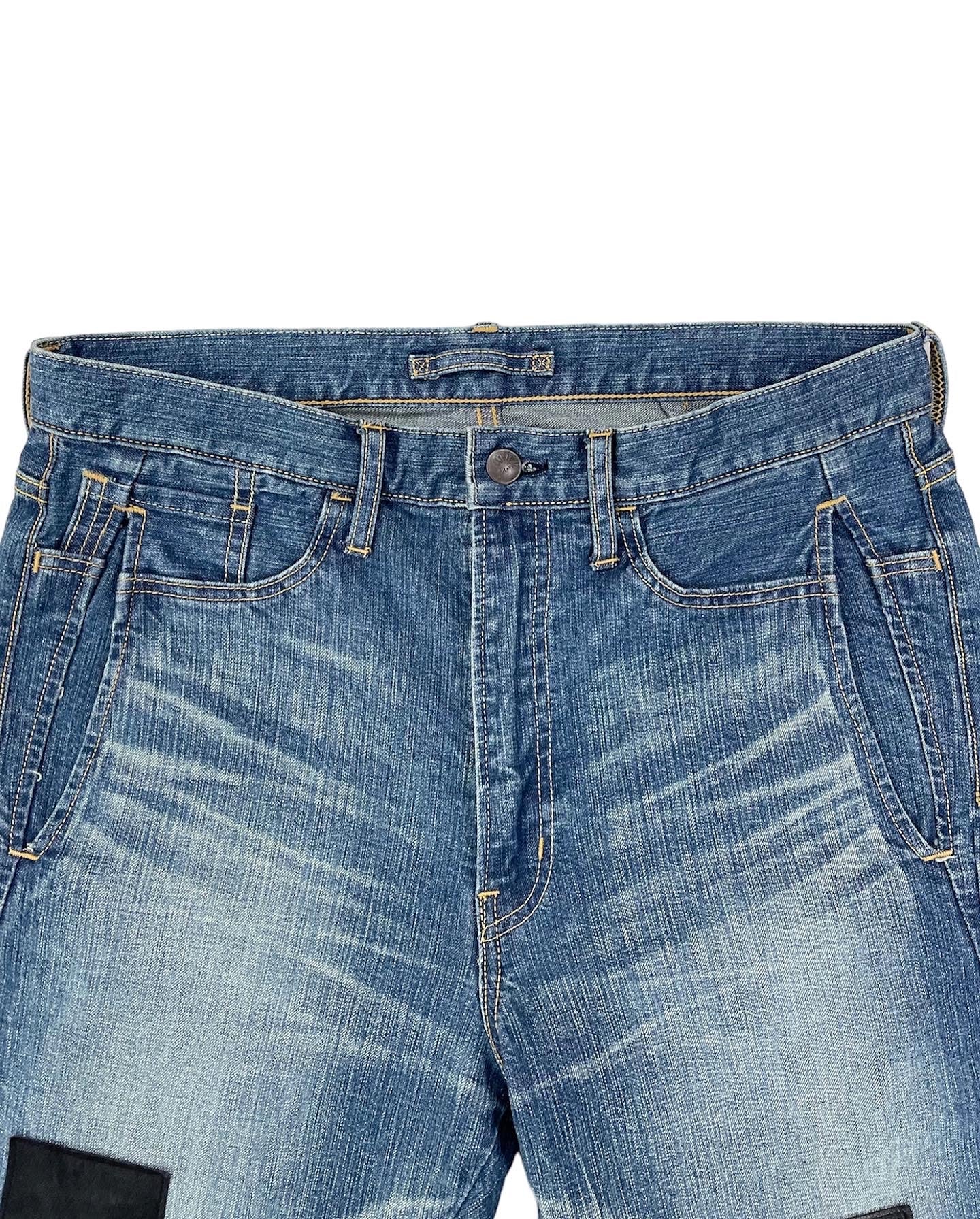 Miharayasuhiro Leather Patchwork Reconstructed Denim