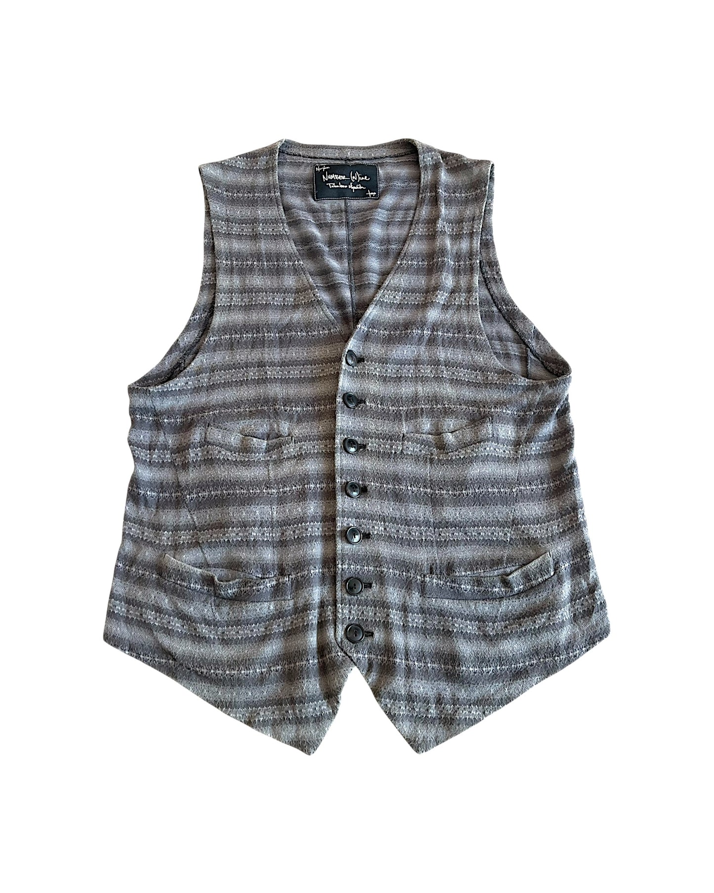 Number (N)ine SS08 'Birds' Stripe Pattern Knit Cashmere Vest