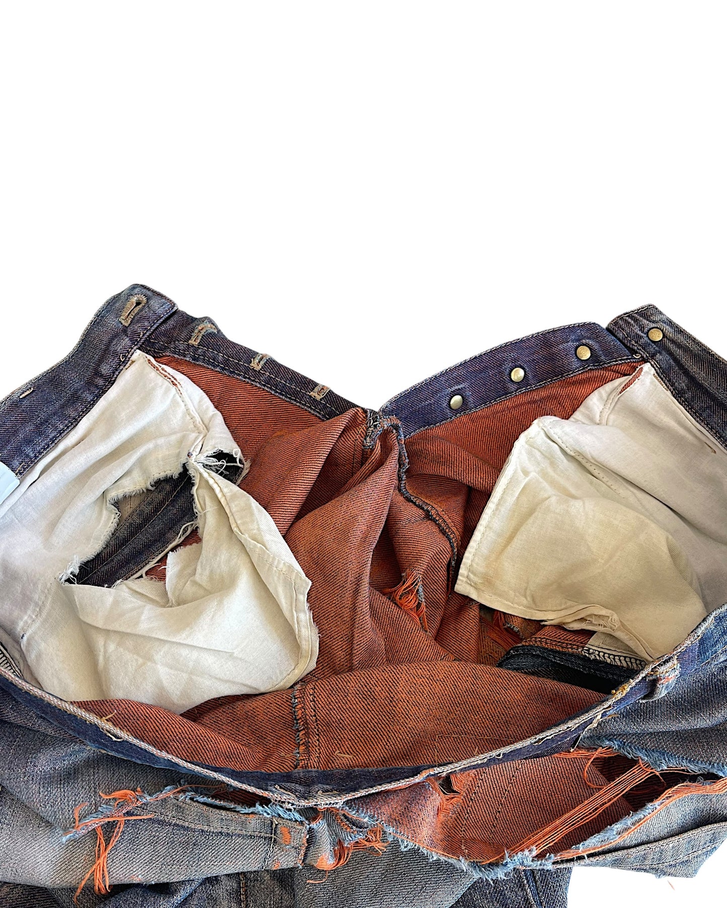 Beauty:Beast 00s Orange Yarn Thrashed Distressed Denim