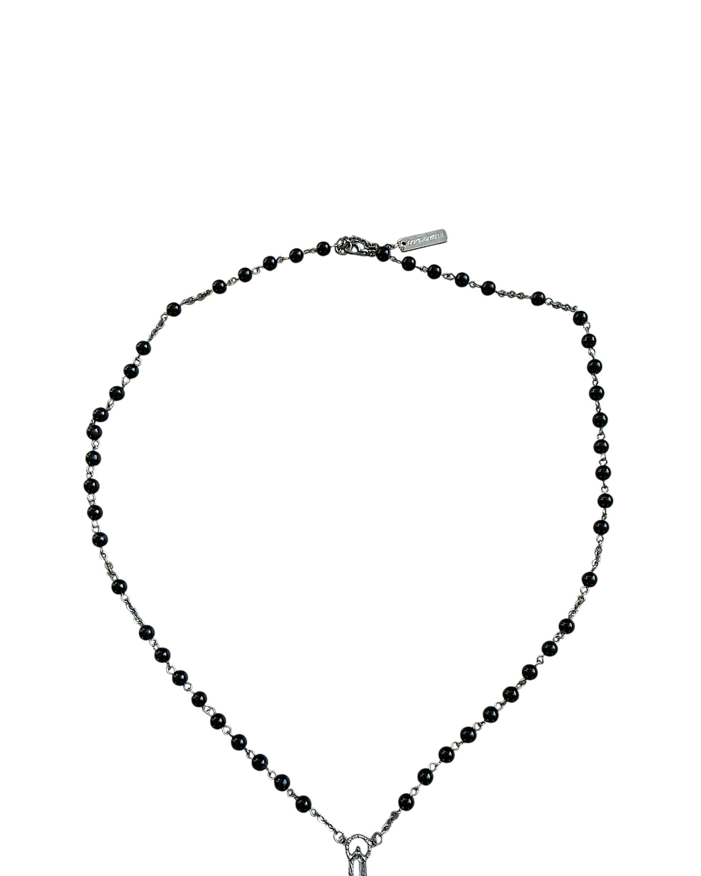 Dolce & Gabbana Cross Rosary Black Jade Alloy Necklace