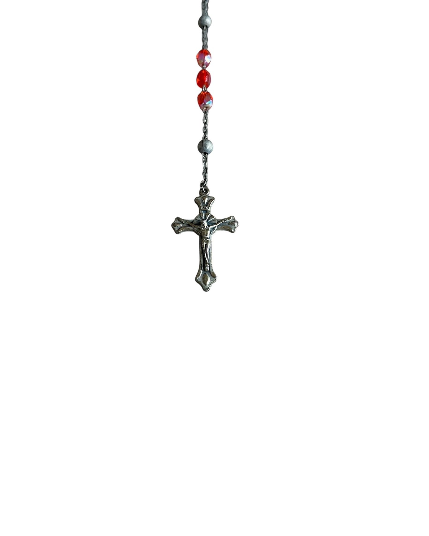 Dolce & Gabbana Cross Rosary Red Crystals Alloy Necklace