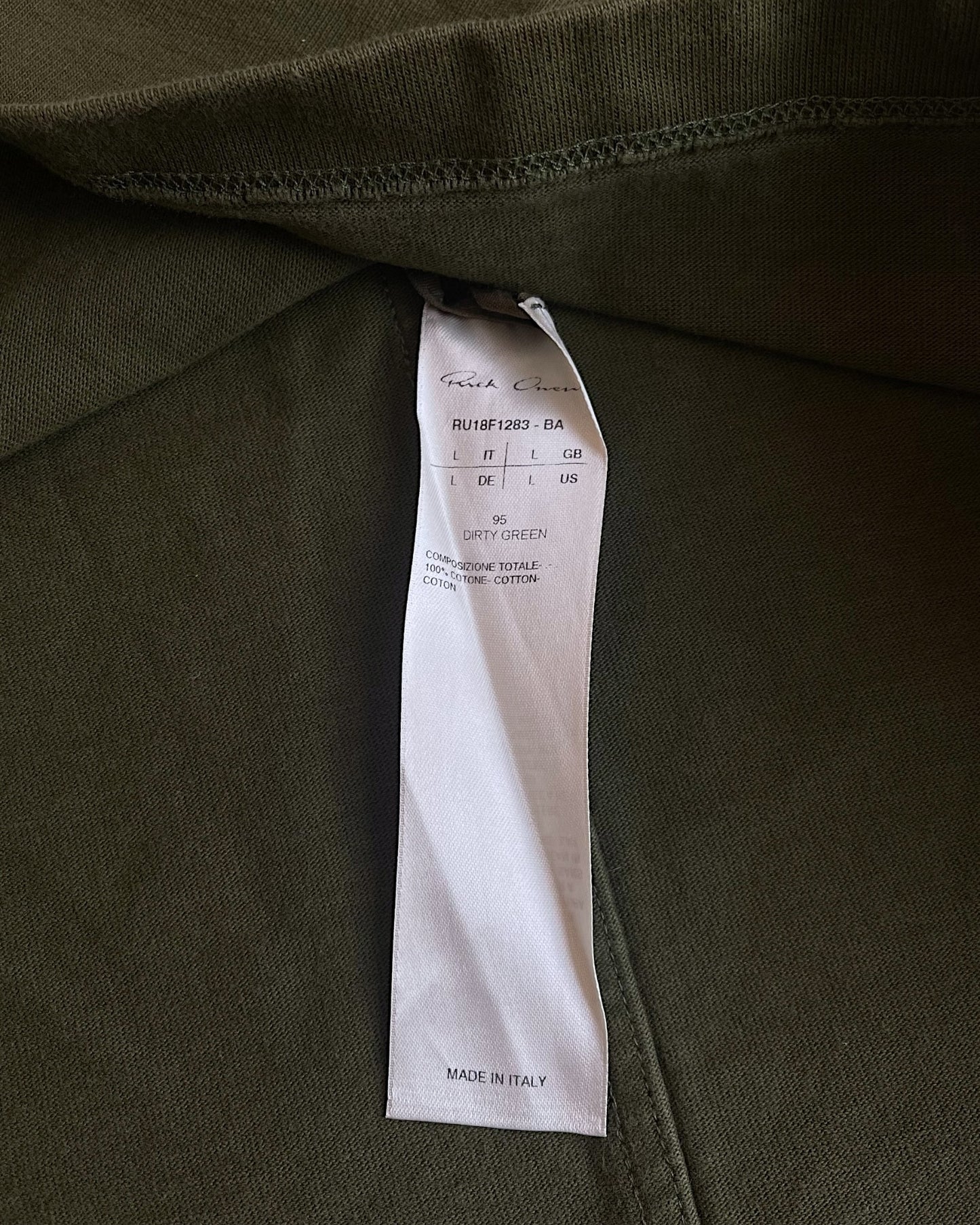 Rick Owens FW18 "Sisyphus" Heavy Cotton Long Sleeve T-Shirt