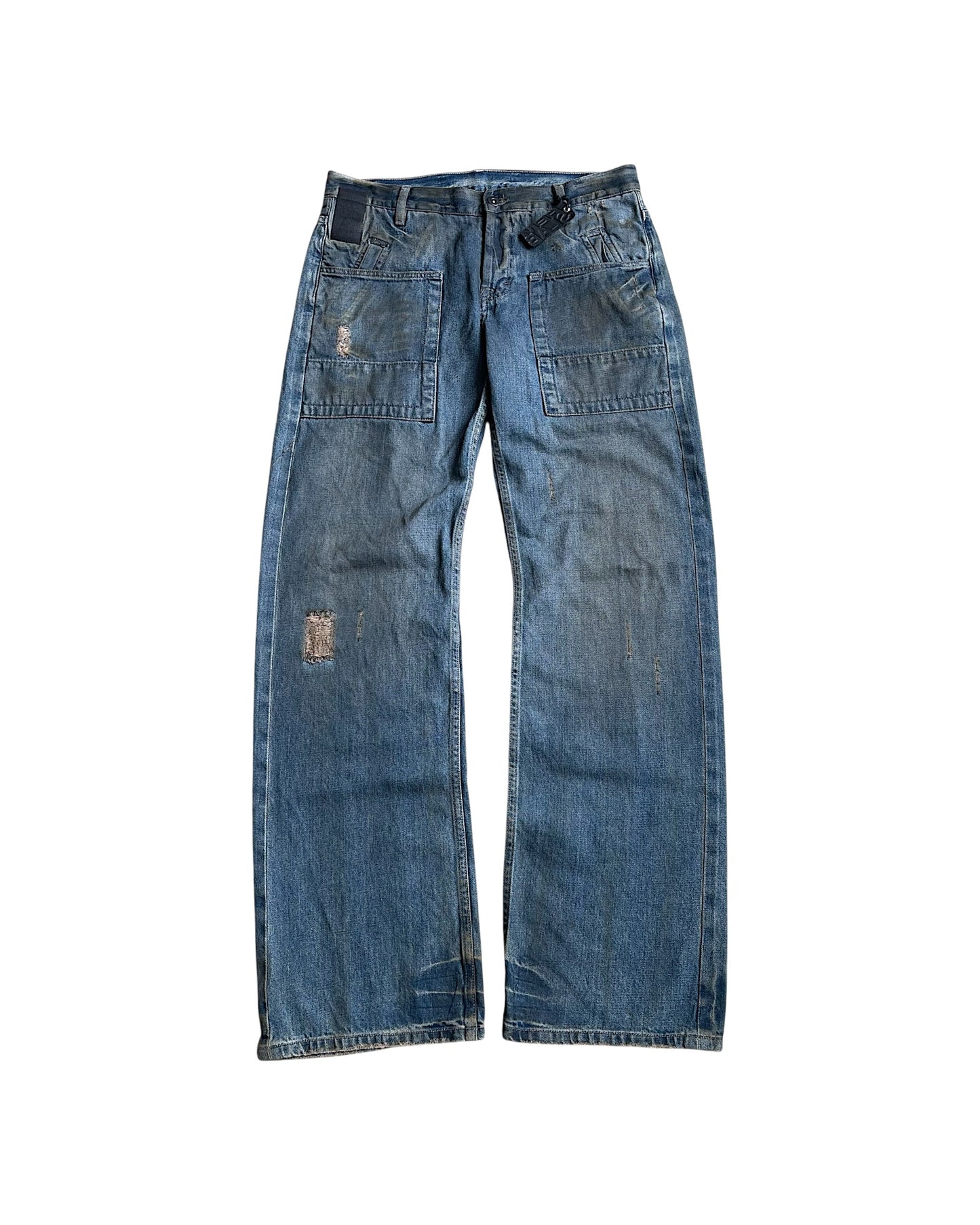 Rick Owens SLAB 2000s Waxed Mud Wash Distressed Denim Jeans