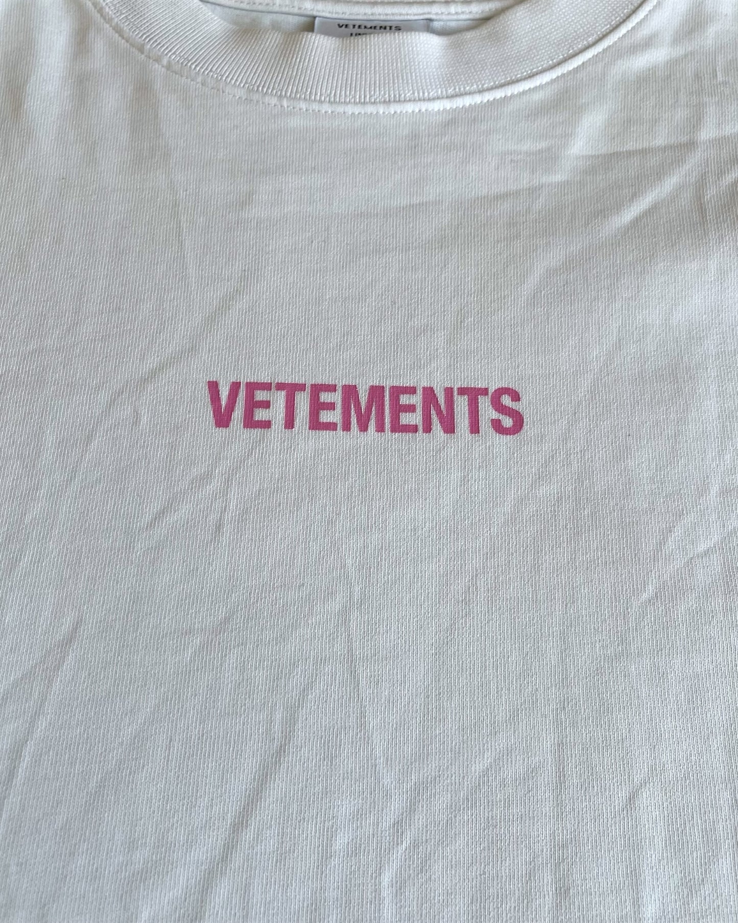 Vetements Pink Logo Oversized Thick Long Sleeve T-Shirt