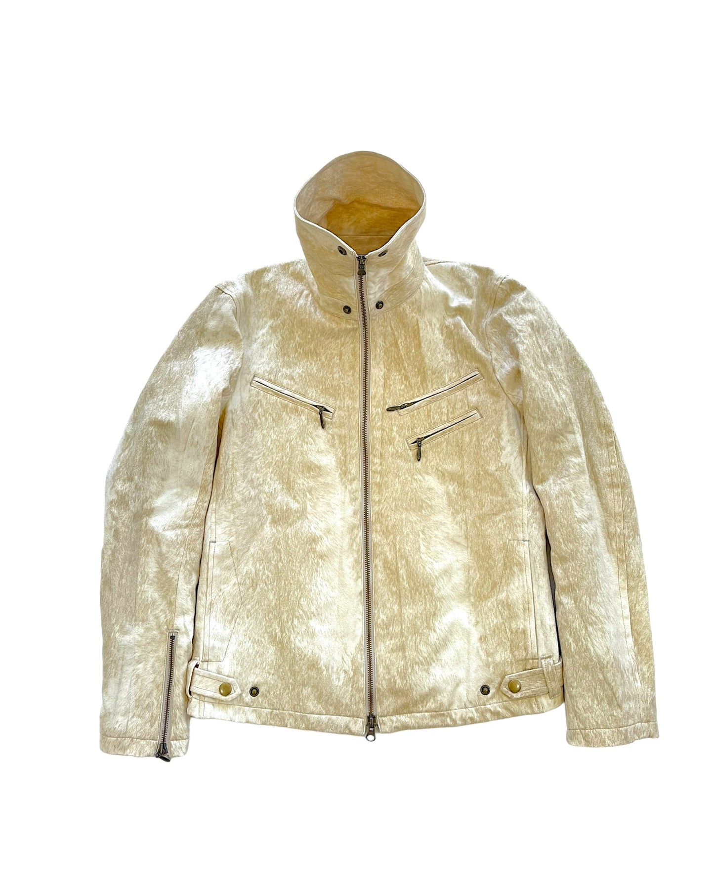 Tornado Mart Suede Fur Print High Neck Jacket