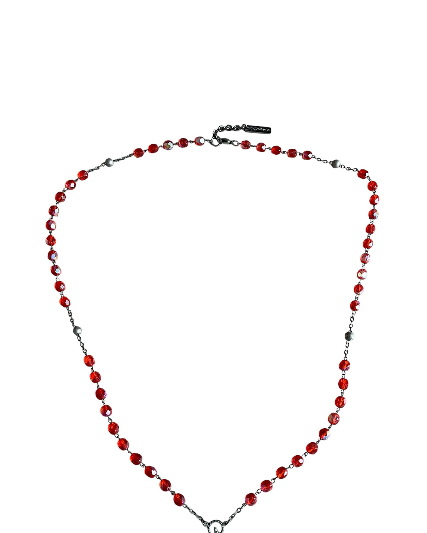 Dolce & Gabbana Cross Rosary Red Crystals Alloy Necklace