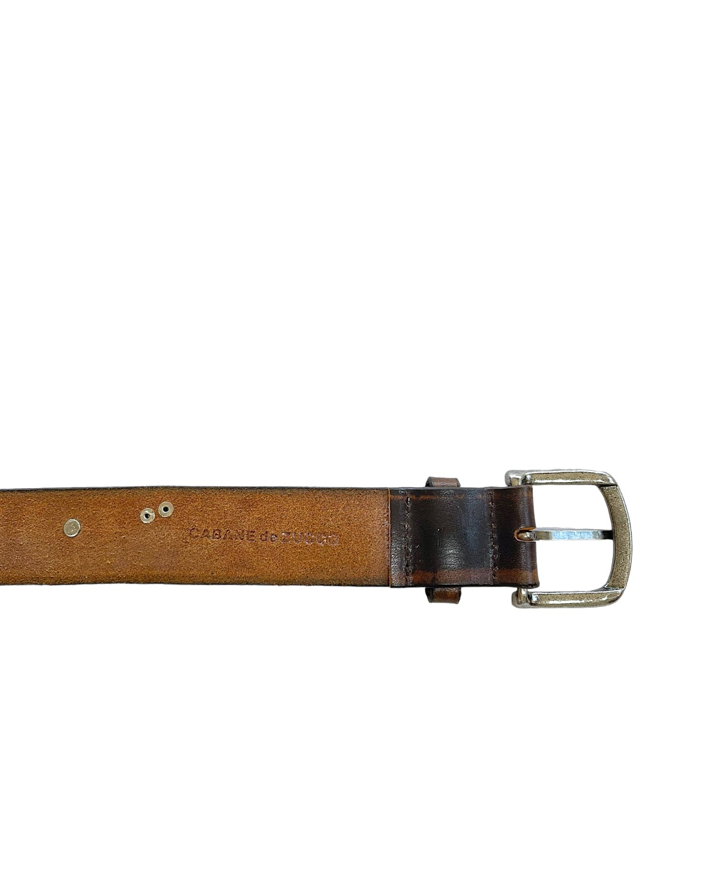 Cabane De Zucca Silver Skull Floral Embossed Leather Belt