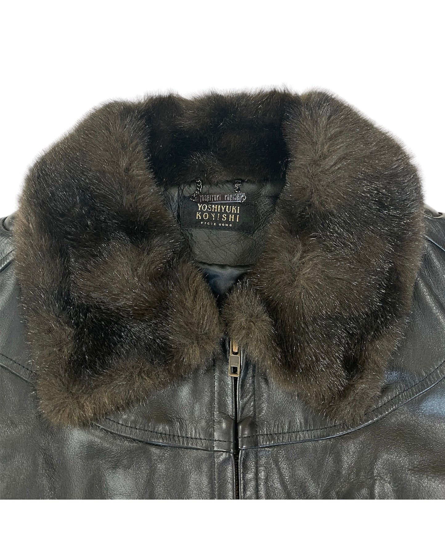 Yoshiyuki Konishi Padded Leather Eyelet Motorcycle Jacket