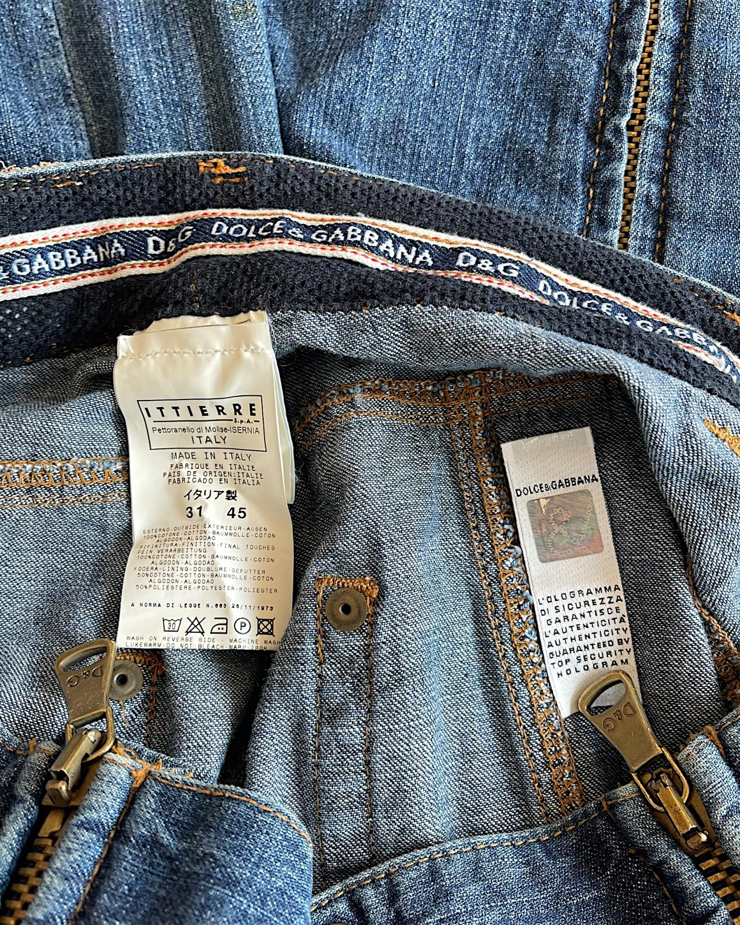 Dolce & Gabbana SS03 Full Length Zipper Cargo Denim
