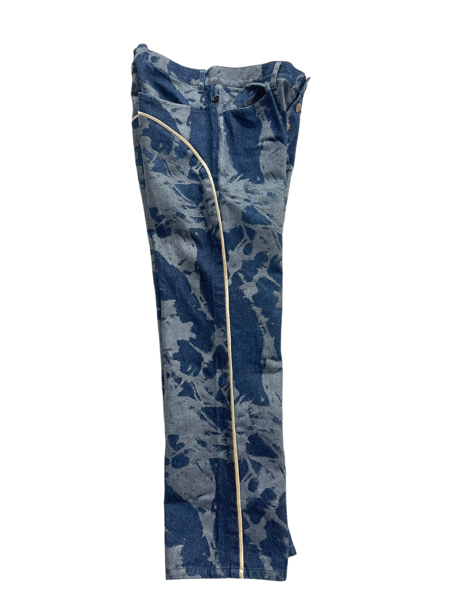 Beauty:Beast 00s Satin Trim Abstract Paint Denim