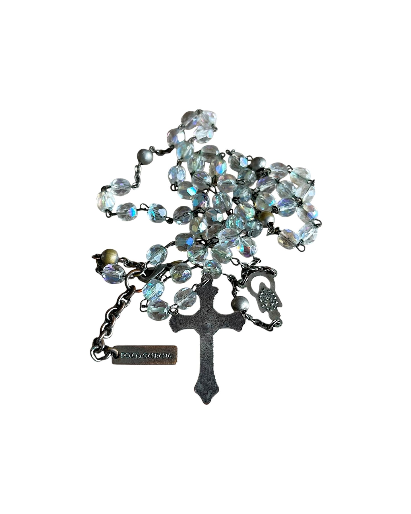 Dolce & Gabbana Cross Rosary Clear Crystals Alloy Necklace