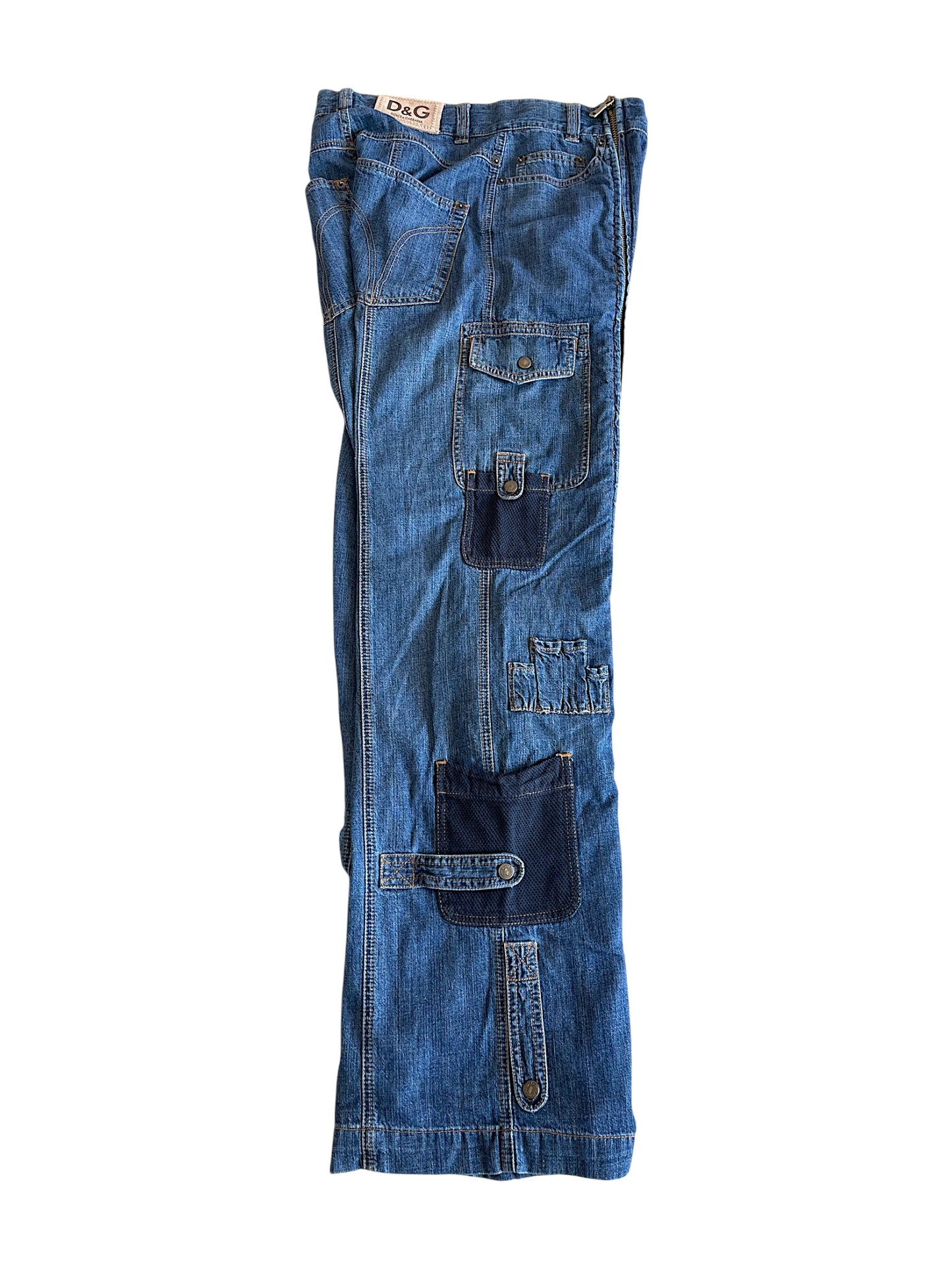Dolce & Gabbana SS03 Full Length Zipper Cargo Denim