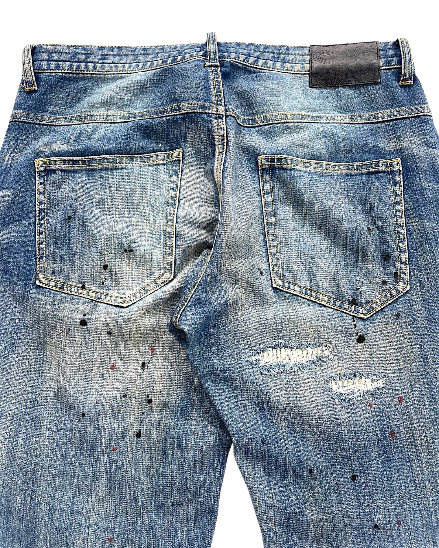 Number (N)ine x Loveless Guild Prime Distressed Repair Paint Denim