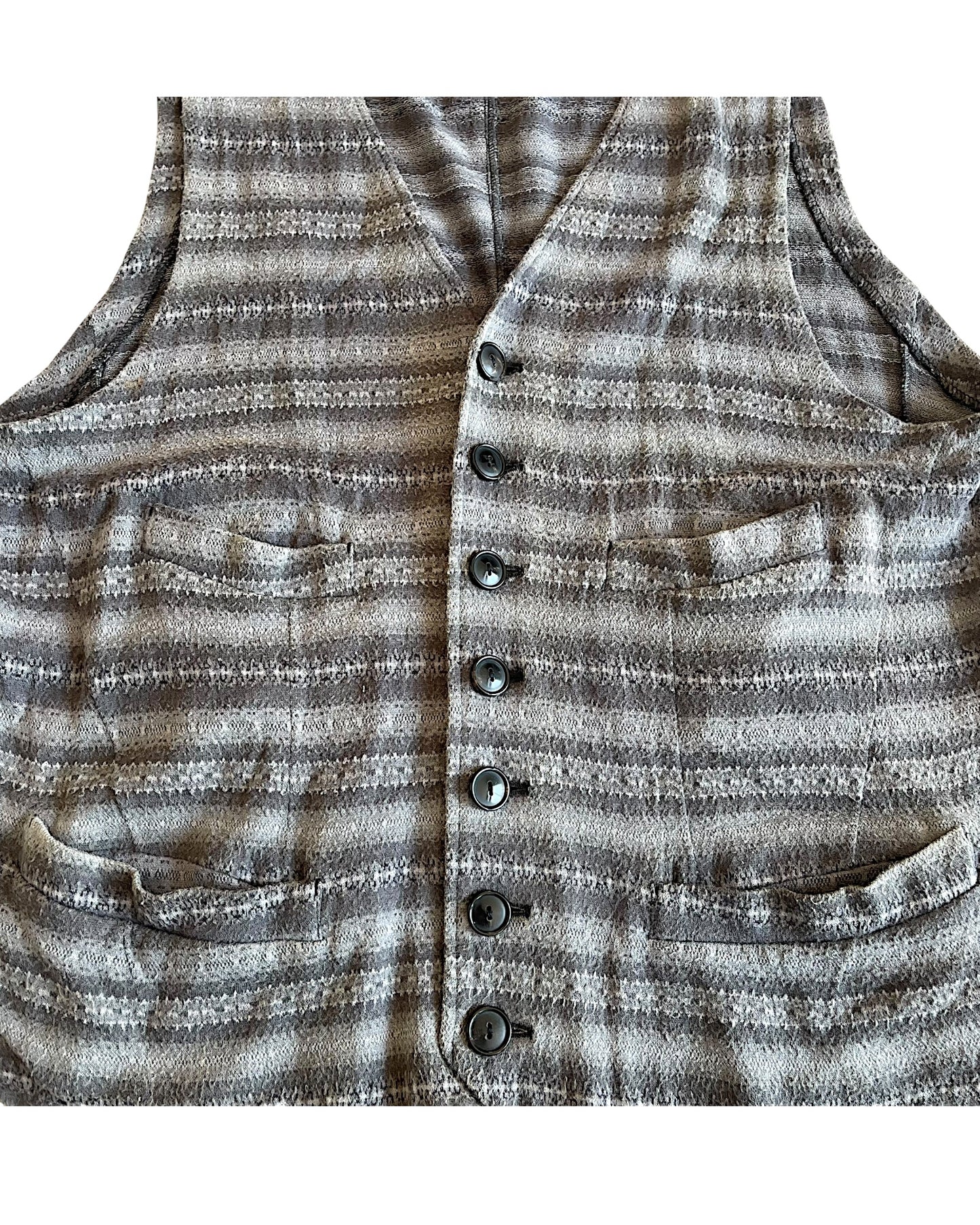 Number (N)ine SS08 'Birds' Stripe Pattern Knit Cashmere Vest