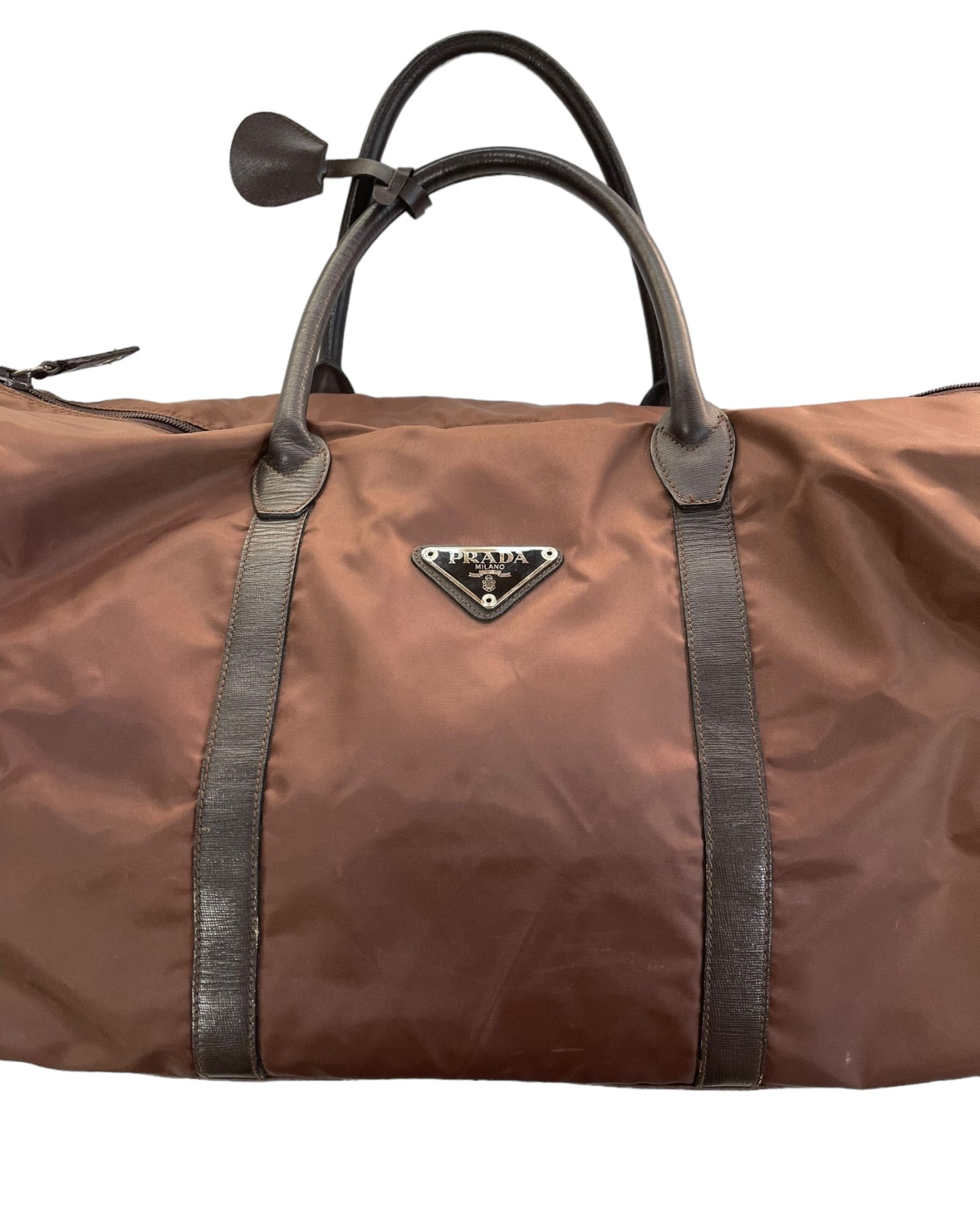 2000 Prada Duffle Luggage Carry On Nylon & Leather Bag