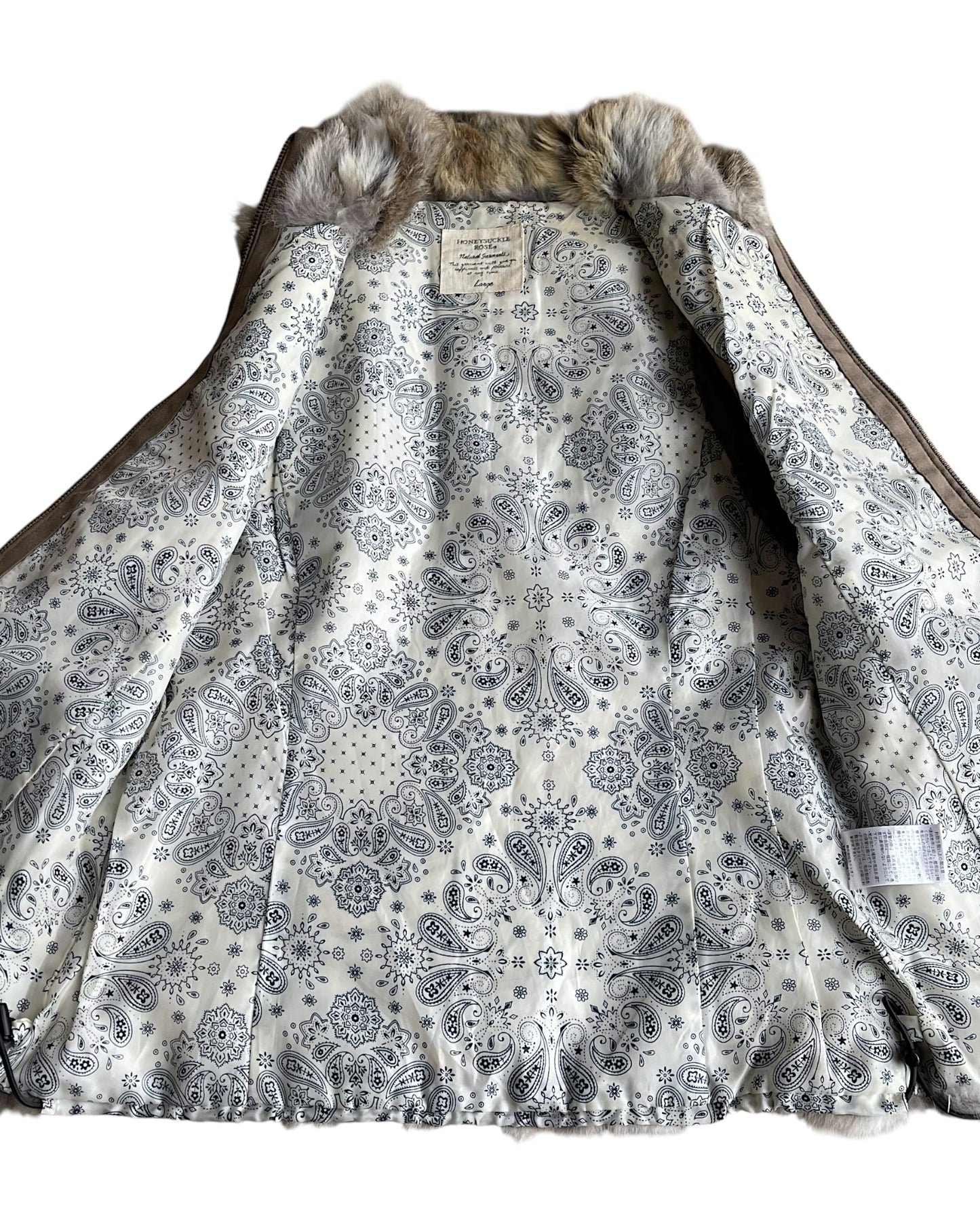 Honeysuckle Rose Rabbit Fur Paisley Lined Piping Trim Vest