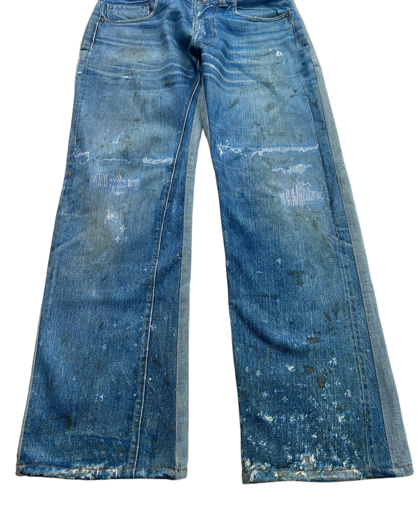 Talking About The Abstraction Trompe l'oeil Distressed Dirt Illusion Print Hybrid Denim