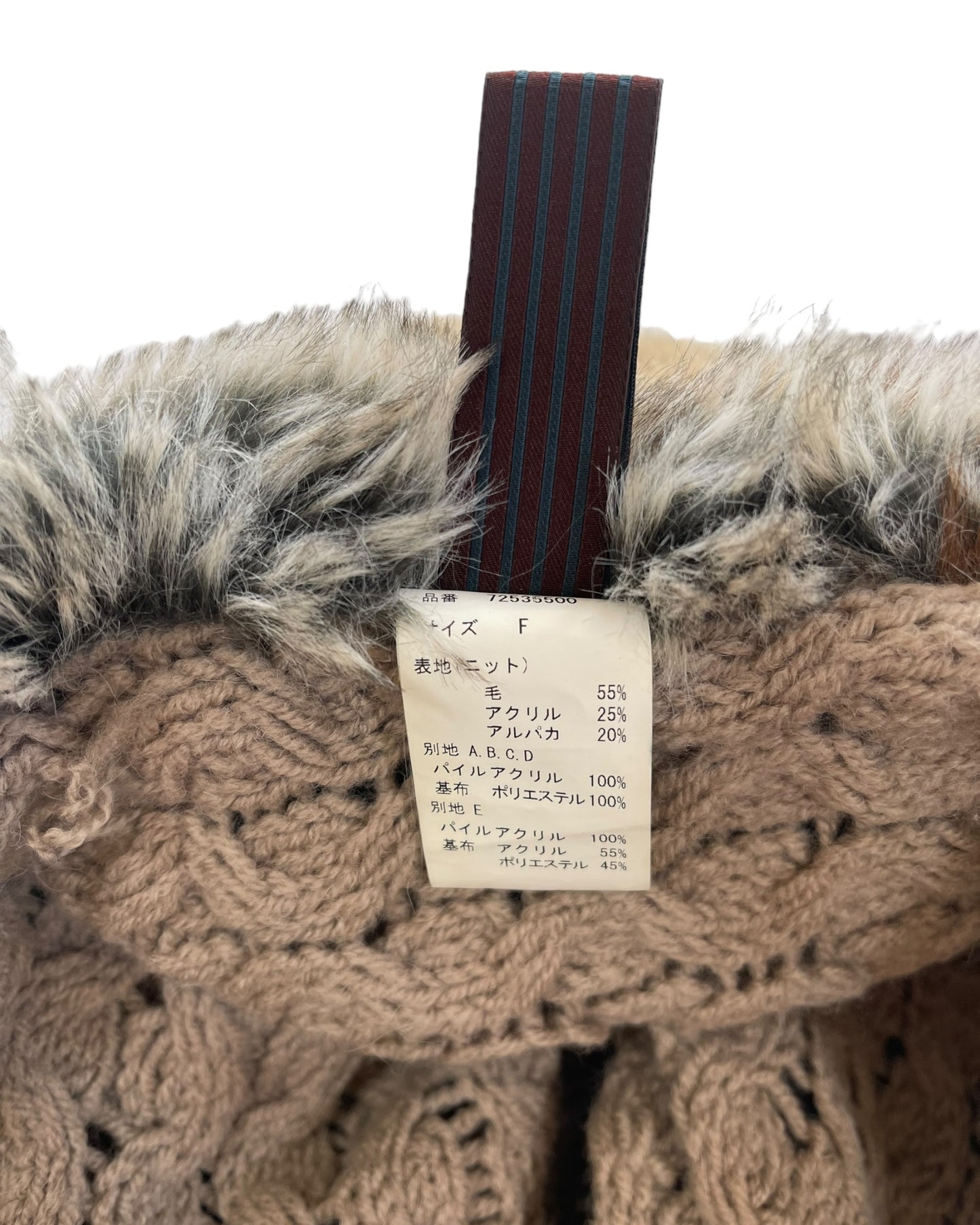 Mihara Yasuhiro Alpaca/Acrylic Fur Patchwork Knit Snood Scarf Head Wrap