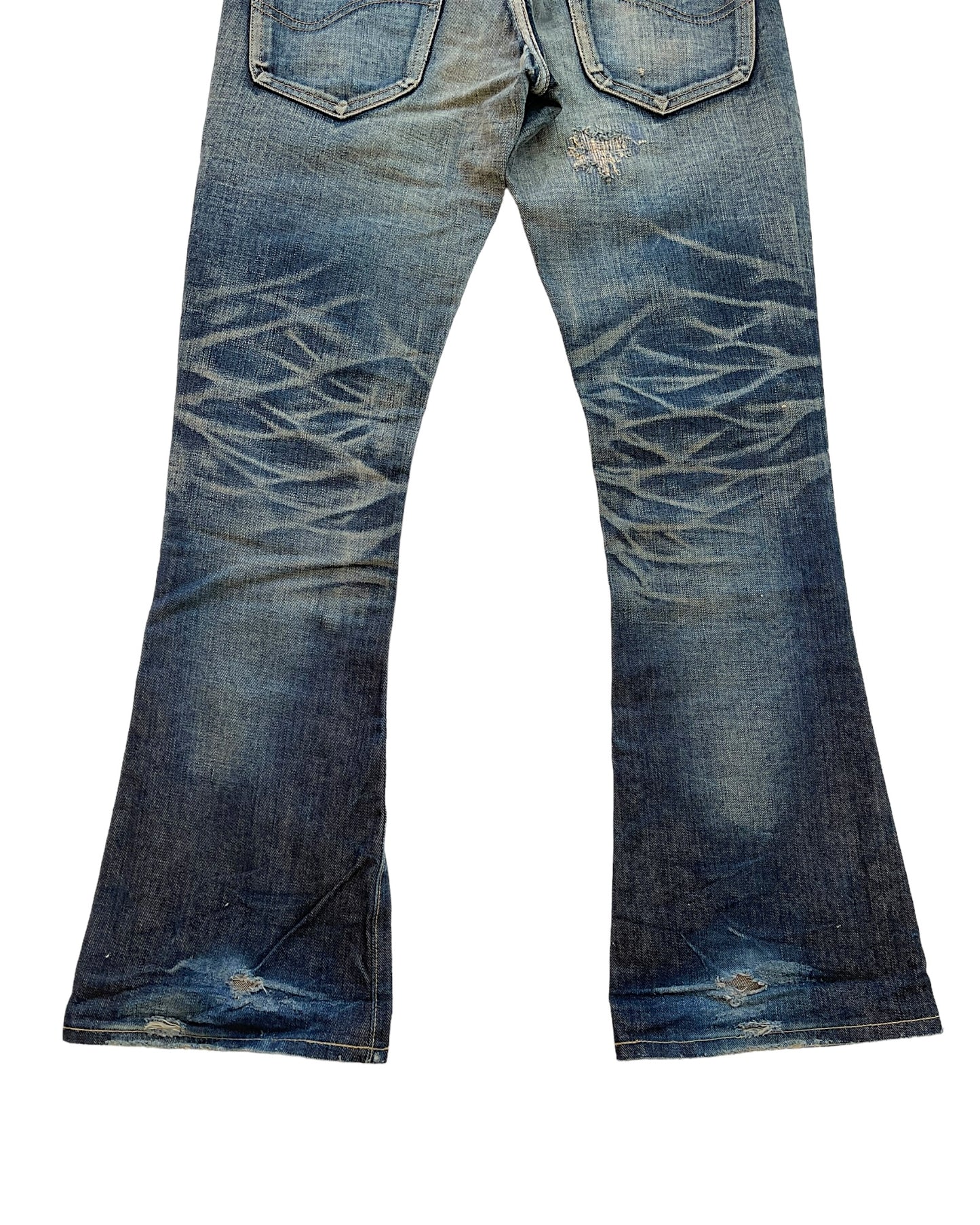 2000s Led Rechwe x Lee Riders Distressed Repair Flare Denim