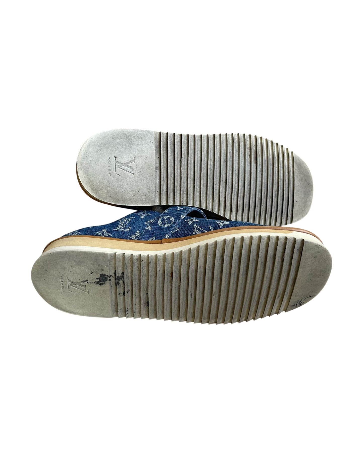 Louis Vuitton x Nigo Cosy Fur Denim Monogram Mule Slippers