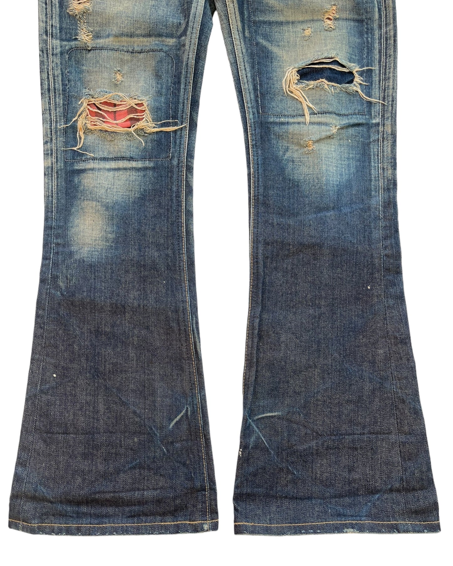 2000s Led Rechwe x Lee Riders Distressed Repair Flare Denim