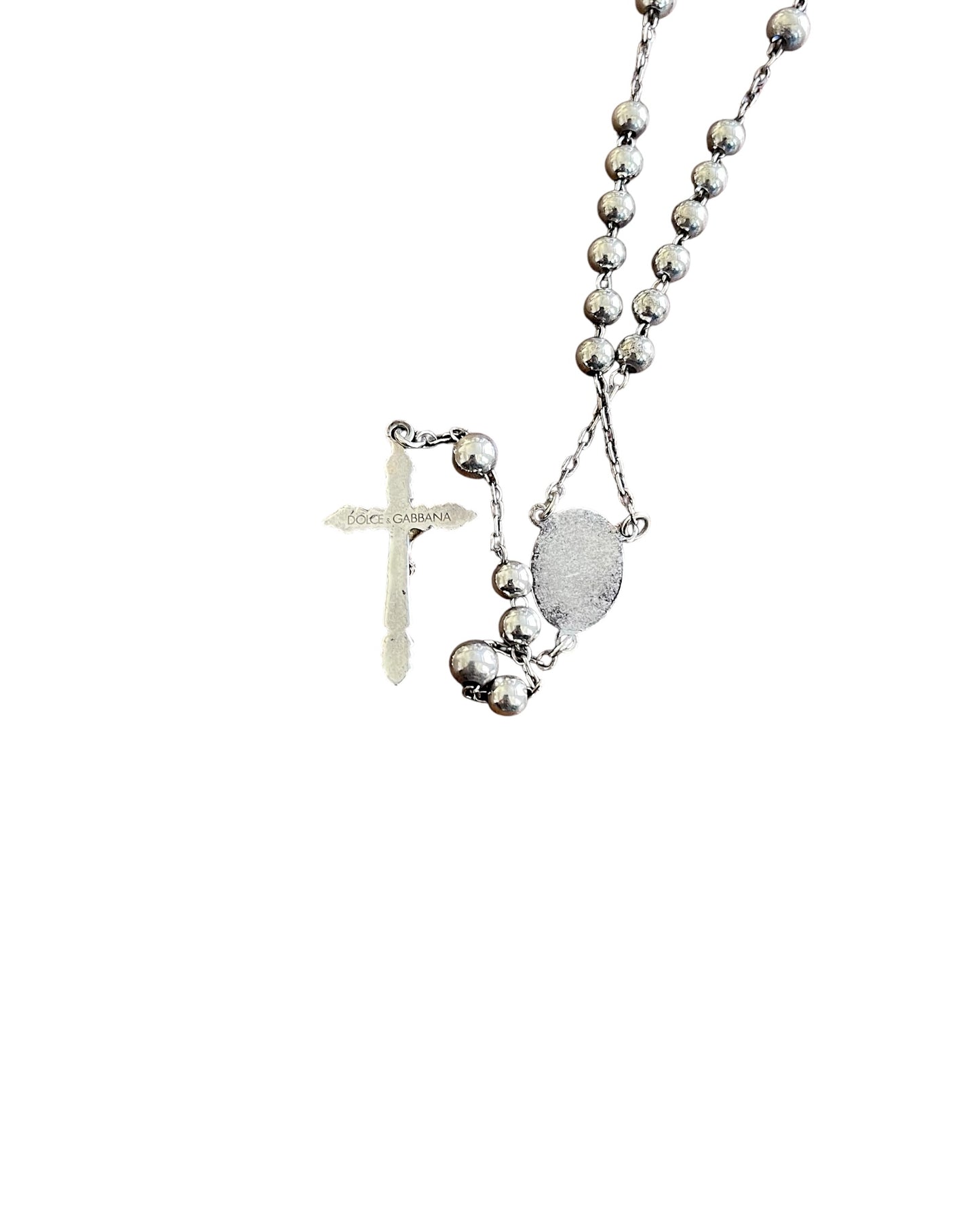Dolce & Gabbana .925 Sterling Silver Cross Rosary Necklace