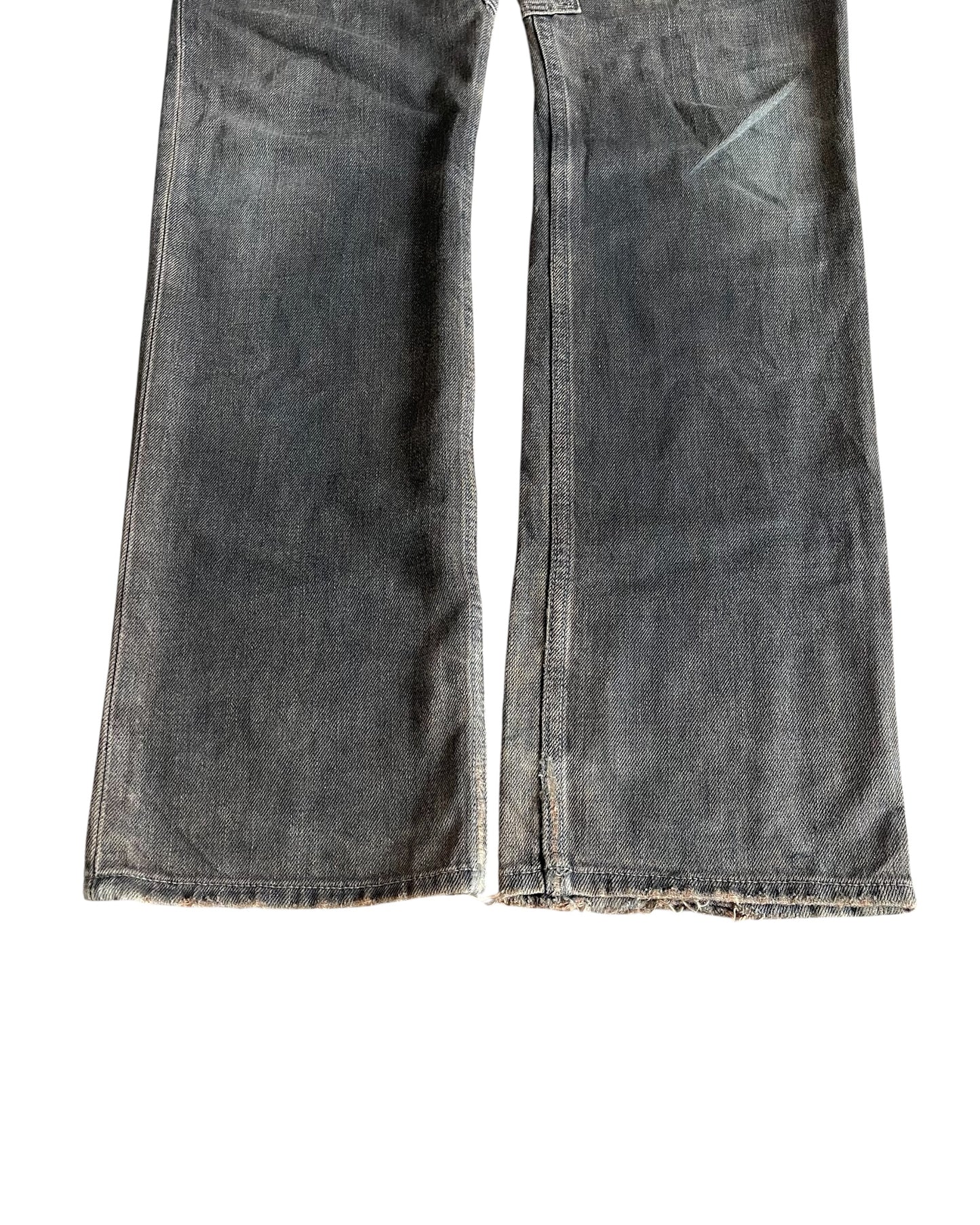 Rick Owens SLAB 2000s Charcoal Coated Brown Denim Jeans