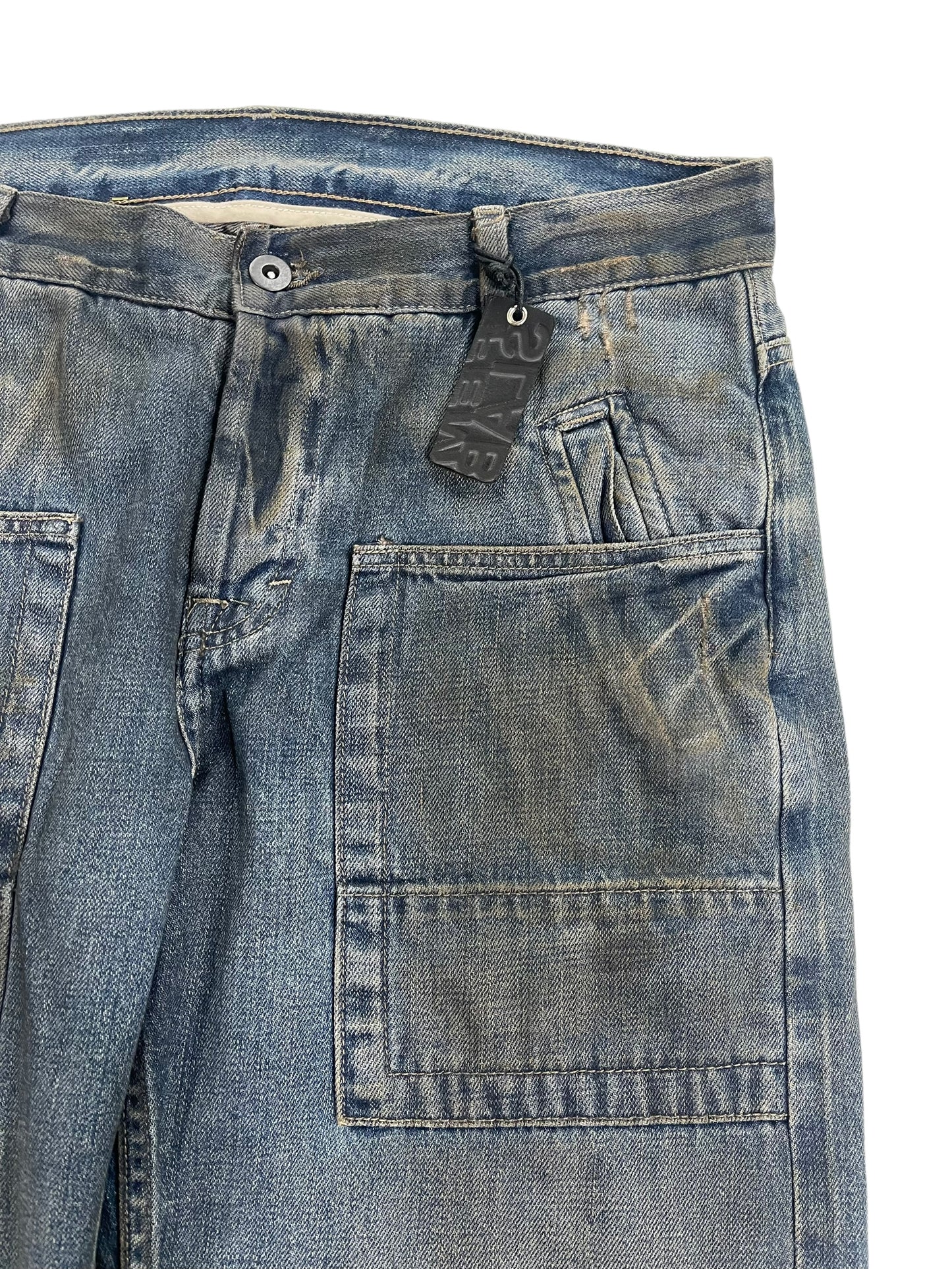 Rick Owens SLAB 2000s Waxed Mud Wash Distressed Denim Jeans