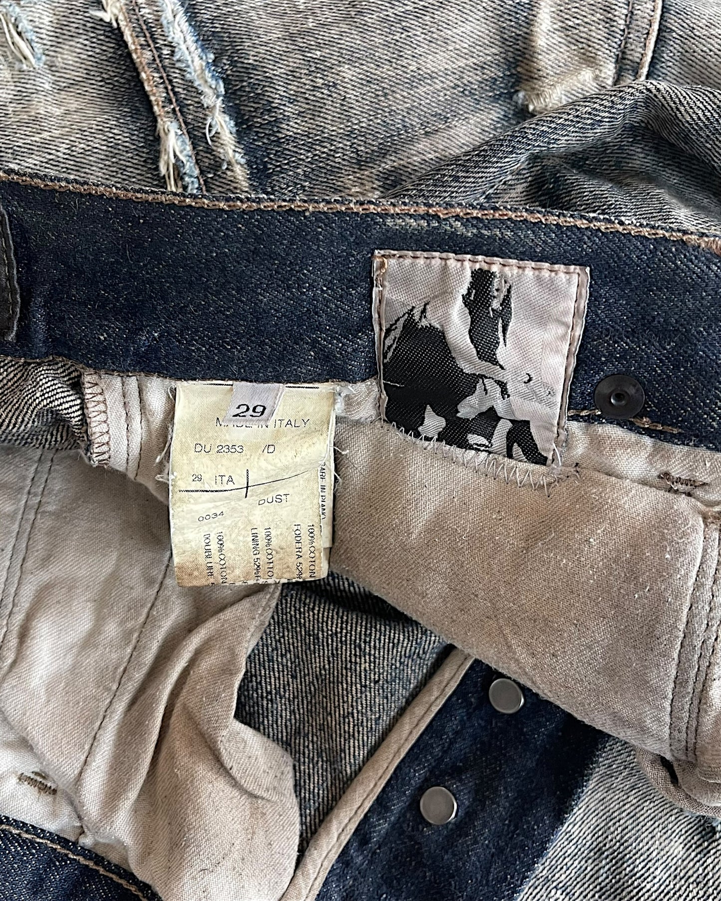 Rick Owens Drkshdw FW12 Dust Detroit Cut Distressed Denim Jeans