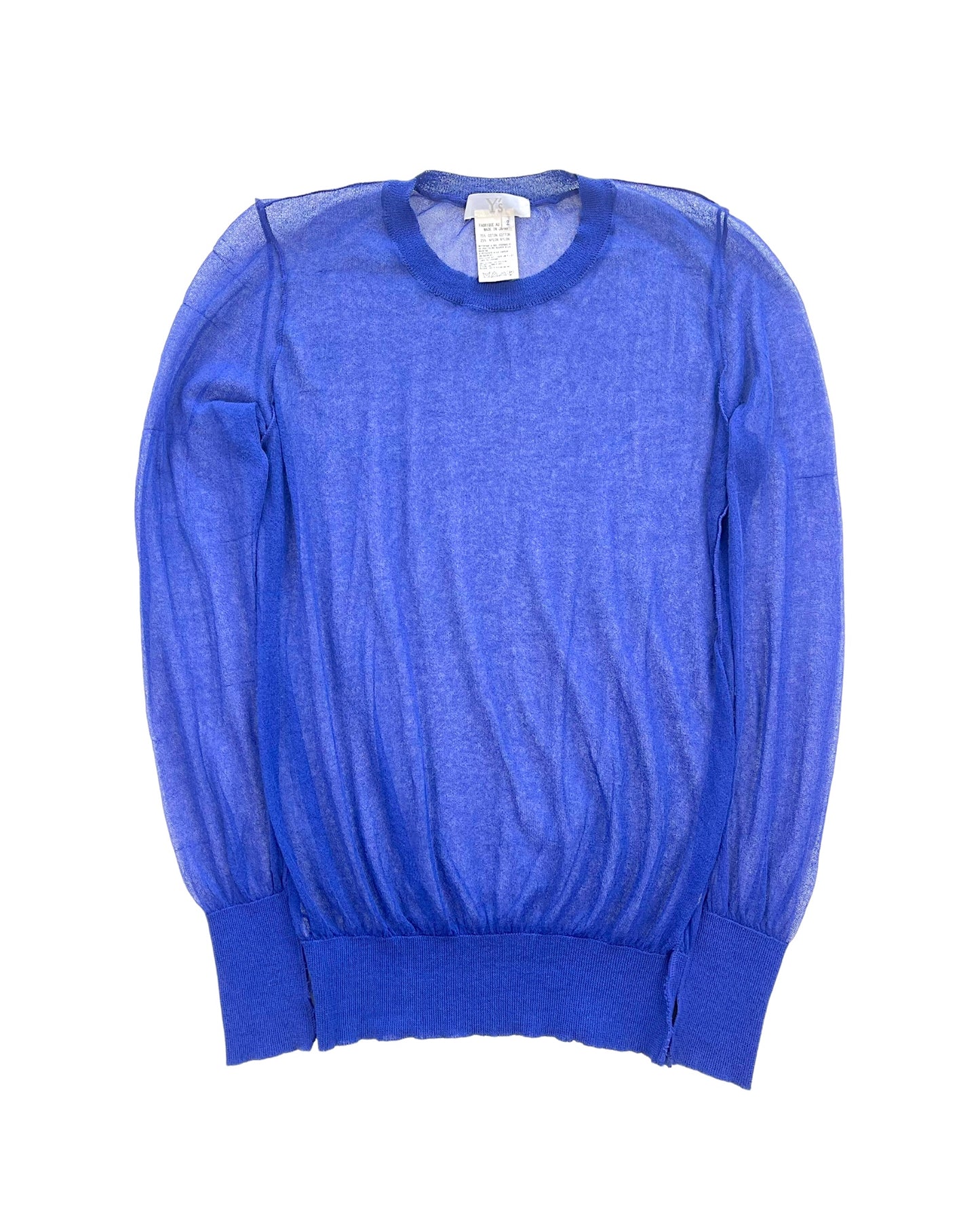 Y's Yohji Yamamoto SS13 Mesh Sheer Ribbed Long Sleeve Top