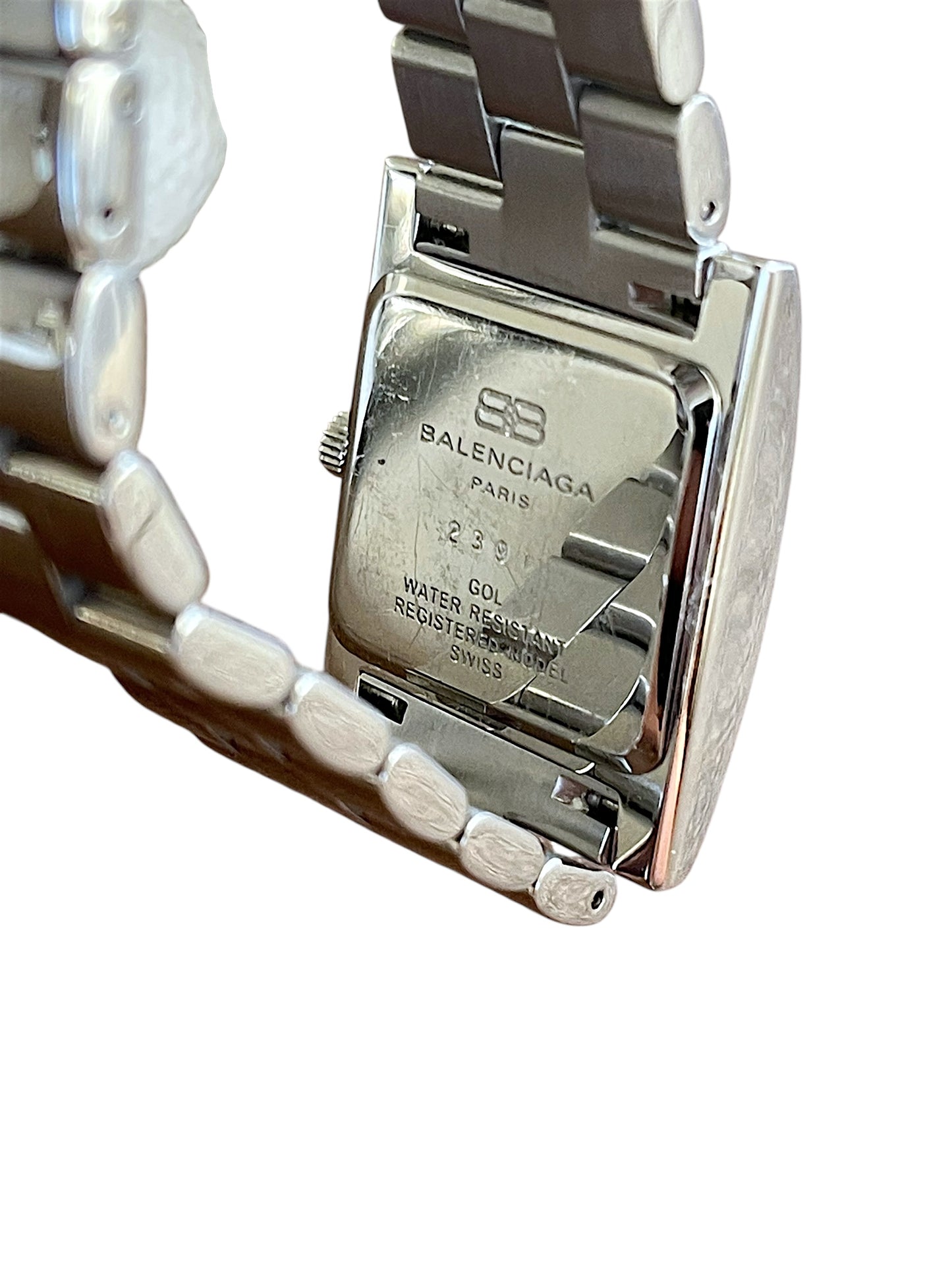 Balenciaga Vintage Blue Dial Square Case Stainless Steel Quartz Watch