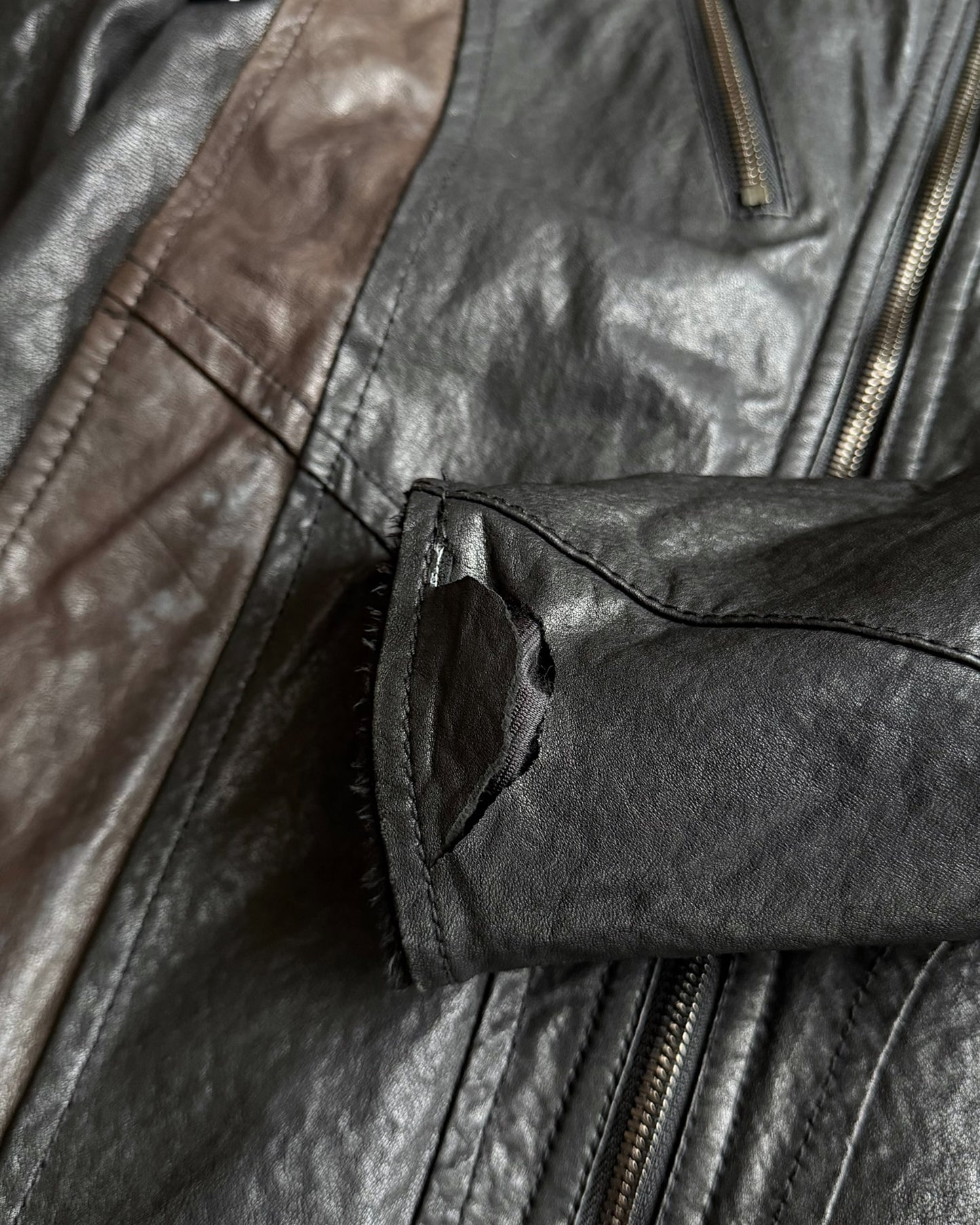 Roarguns 2000s Fleece Lined Sheepskin Leather Riders Jacket