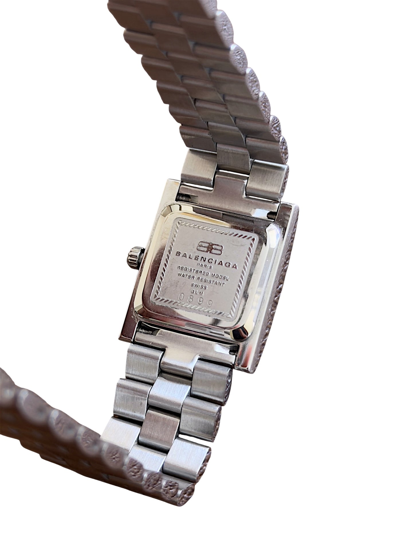 Balenciaga Vintage White Dial Square Case Stainless Steel Quartz Watch