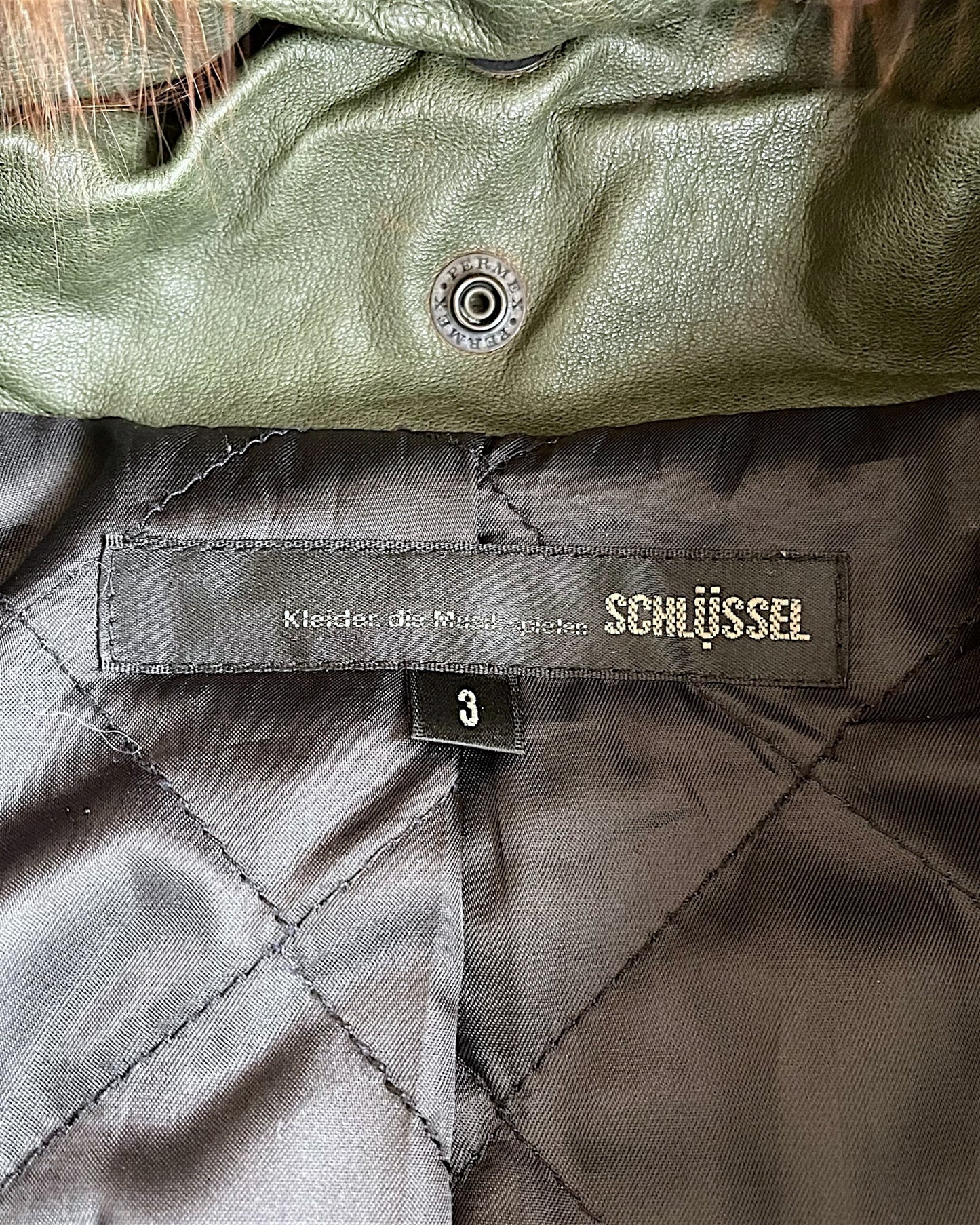 Schlussel Fur Collar Leather Riders Jacket