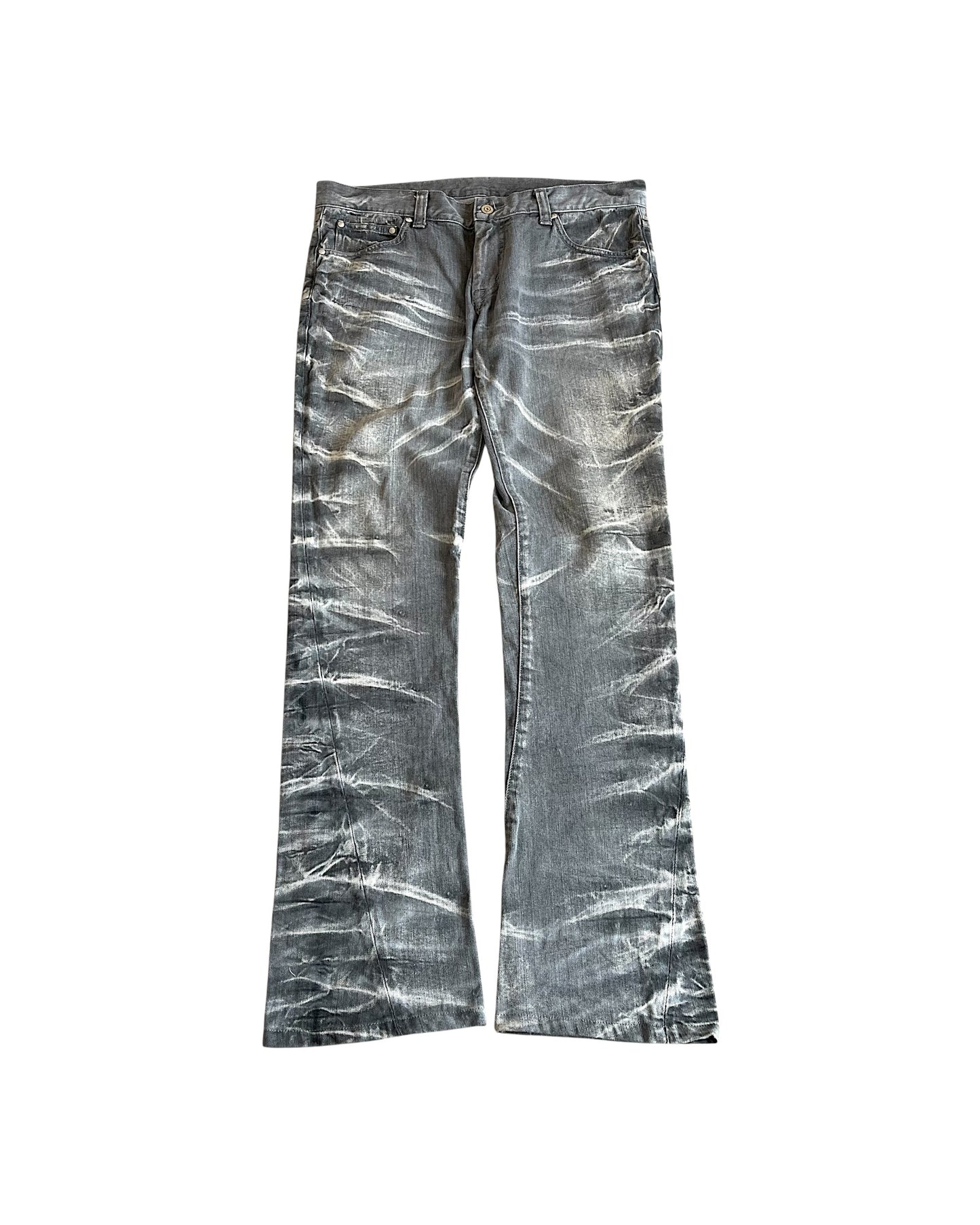 Tornado Mart Mega Whisker Grey Wash Bootcut Denim Jeans
