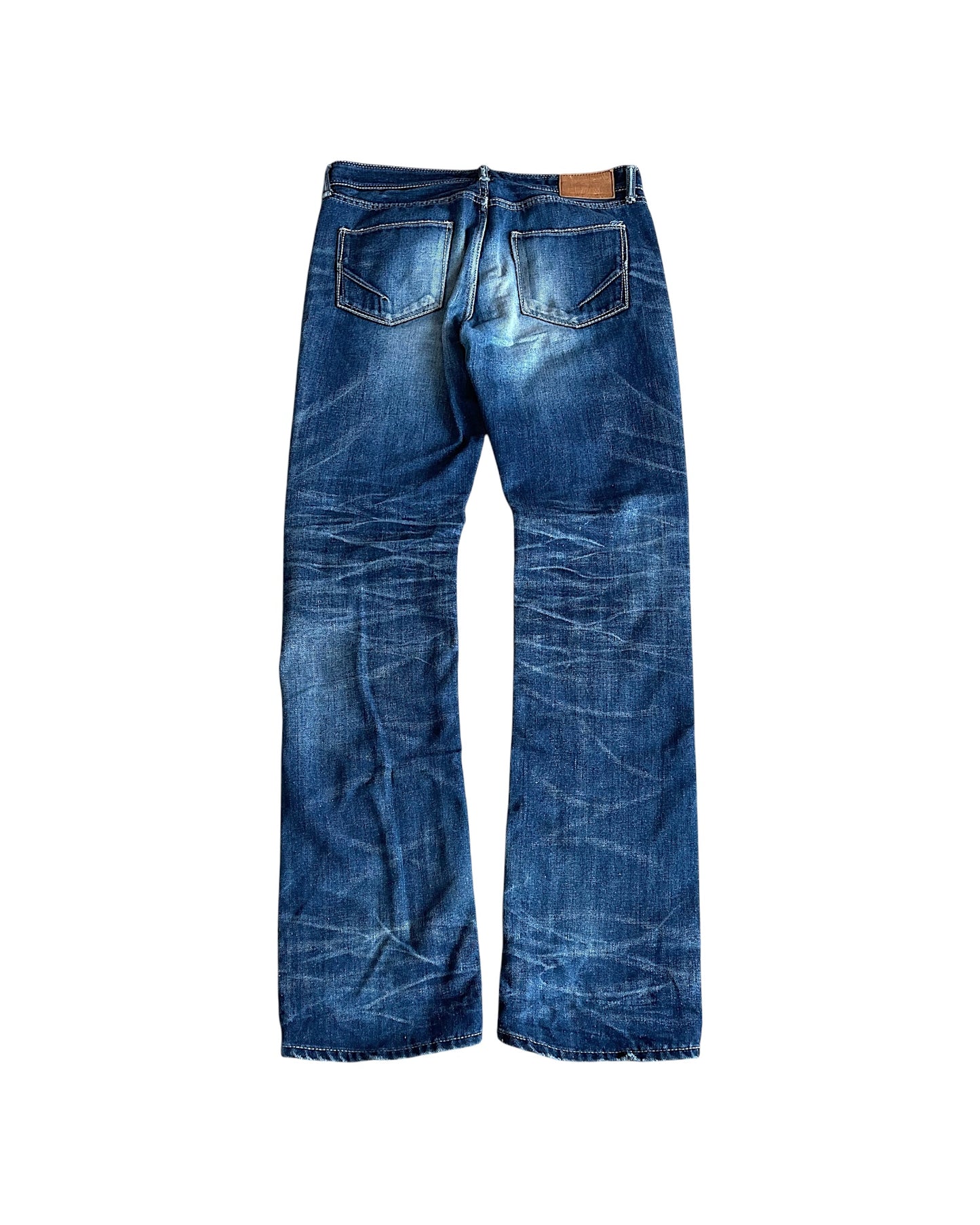 Gostar De Fuga Distressed Whisker Wash Denim Jeans