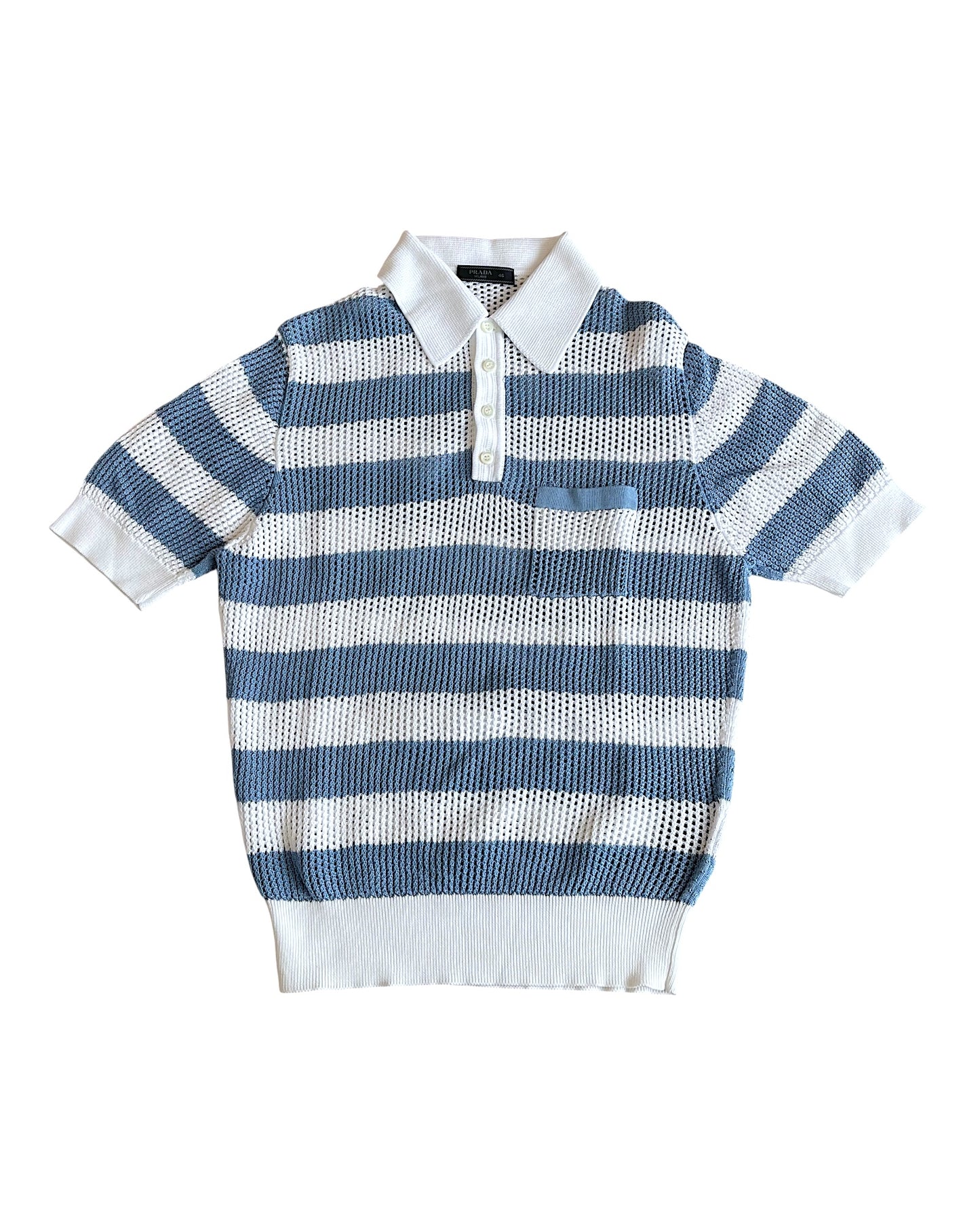 Prada Milano SS17 Crochet Loose Knit Polo Shirt