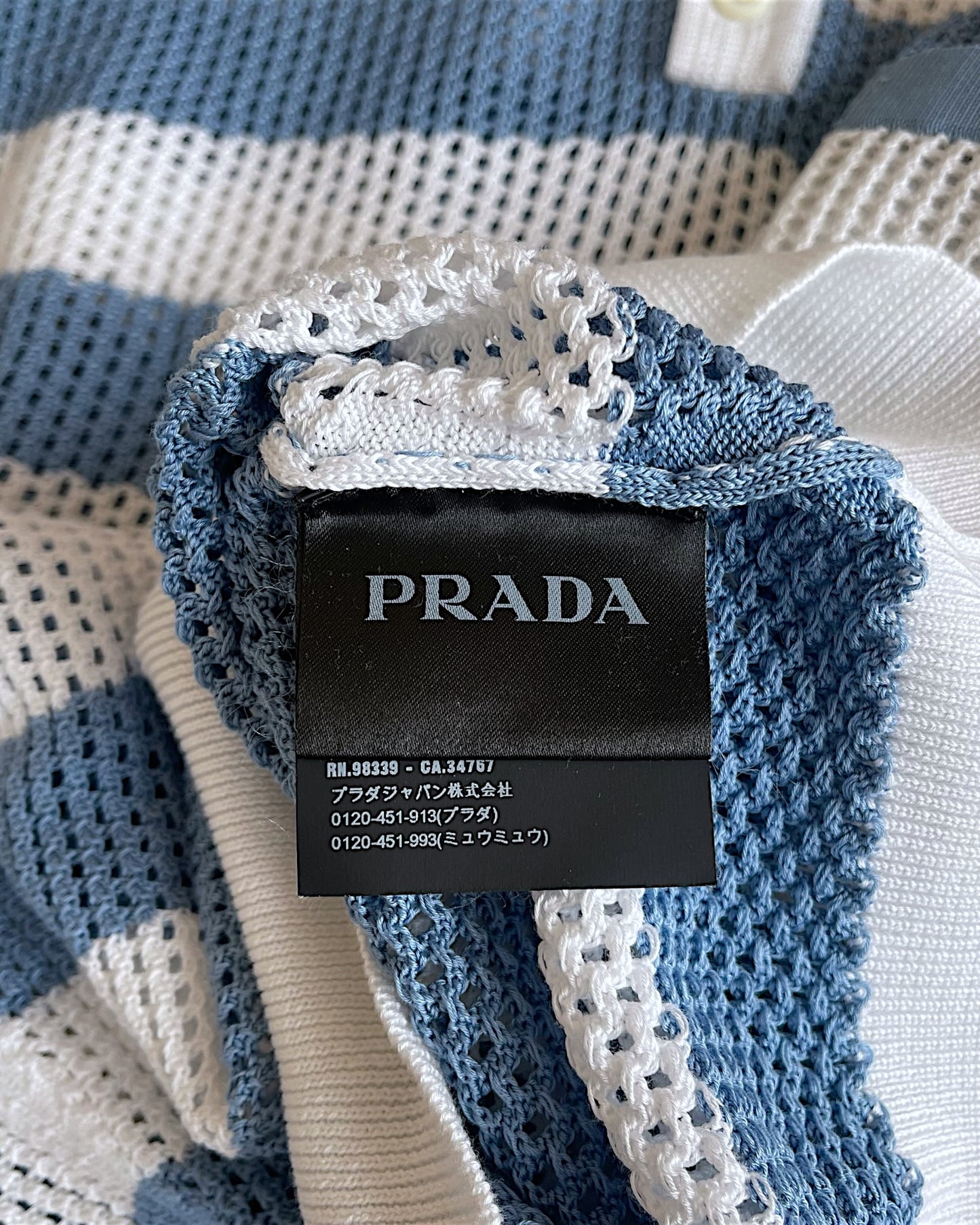 Prada Milano SS17 Crochet Loose Knit Polo Shirt