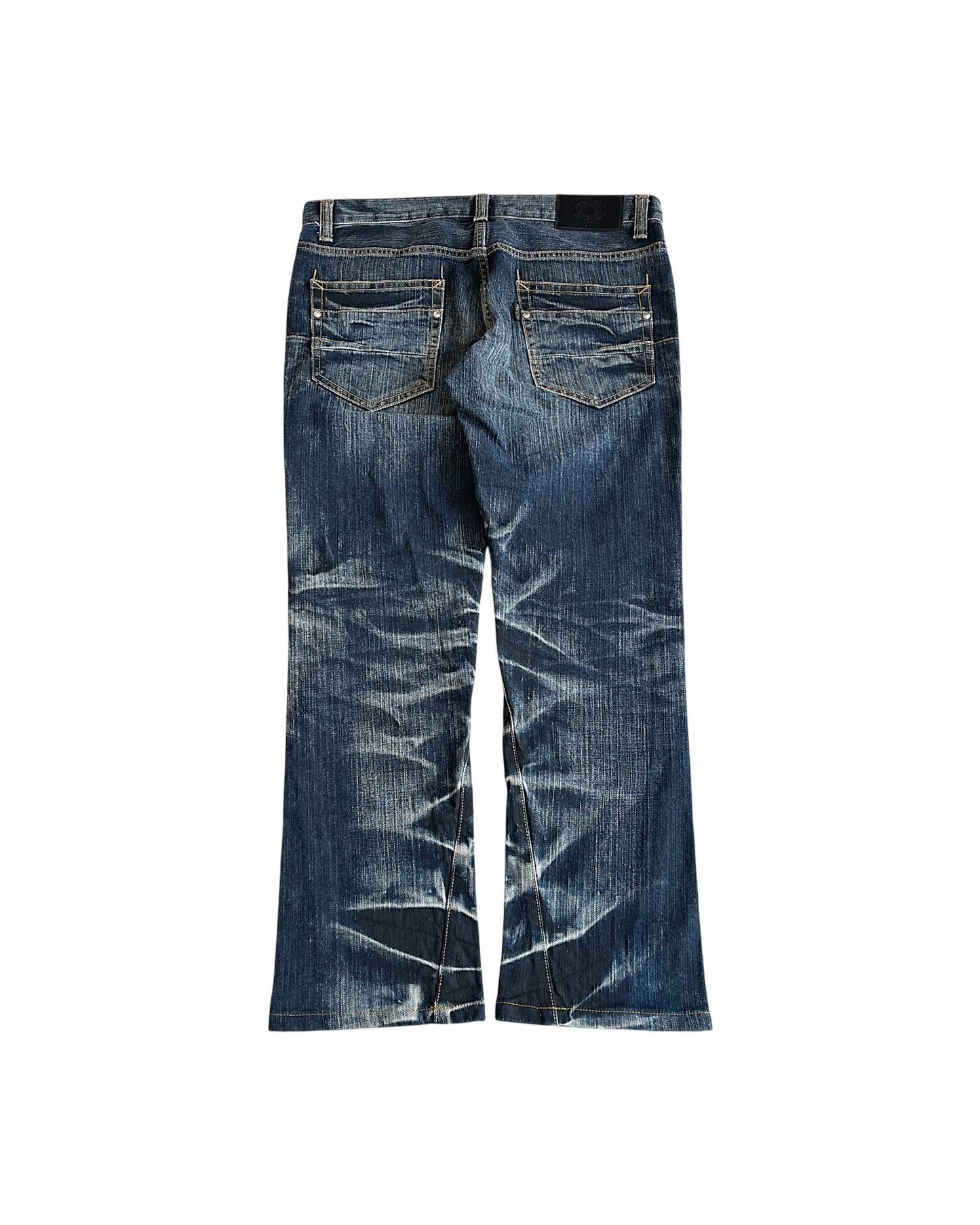 Tornado Mart Whisker Blue Wash Bootcut Denim Jeans