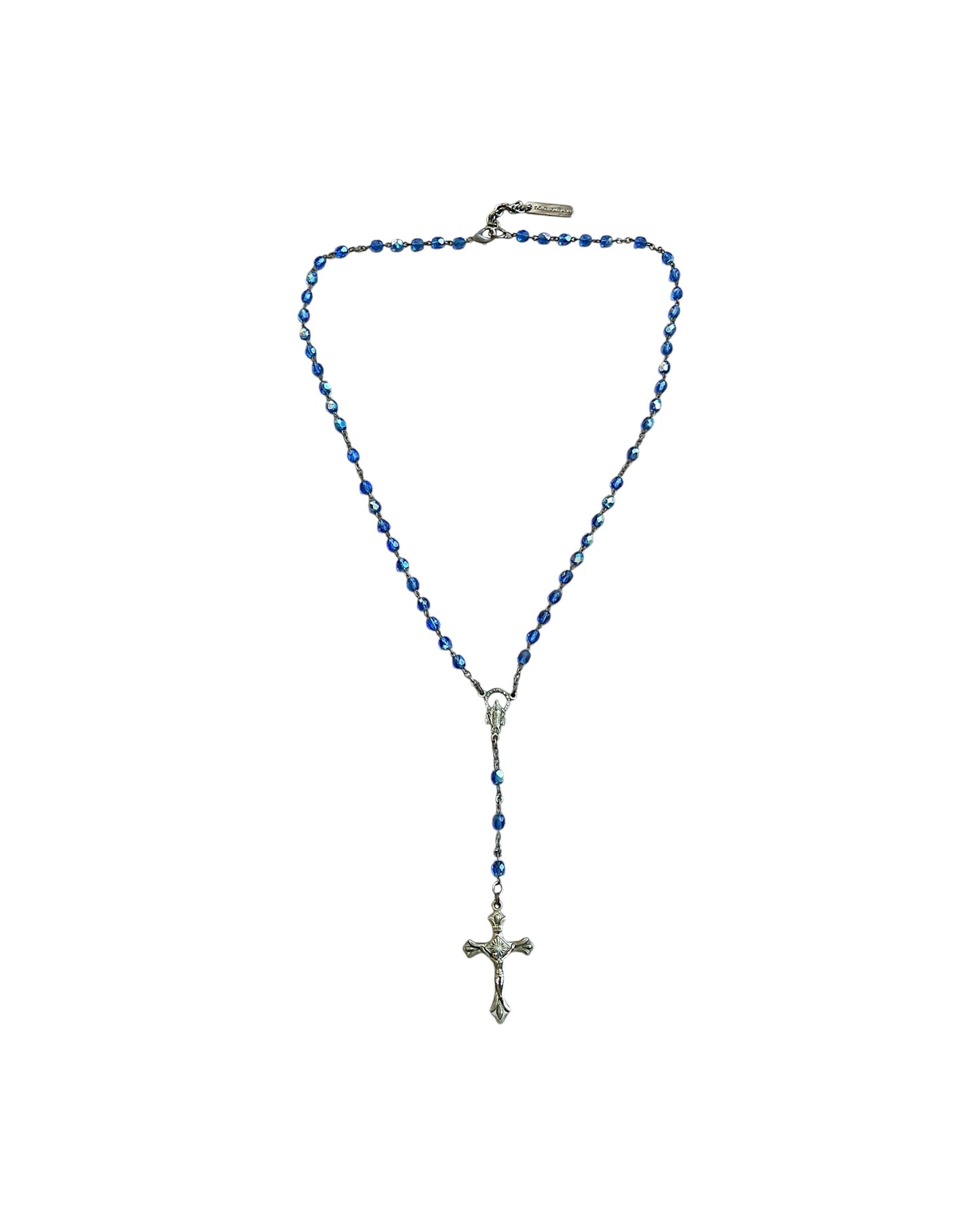 Dolce & Gabbana Cross Rosary Blue Crystal Alloy Necklace