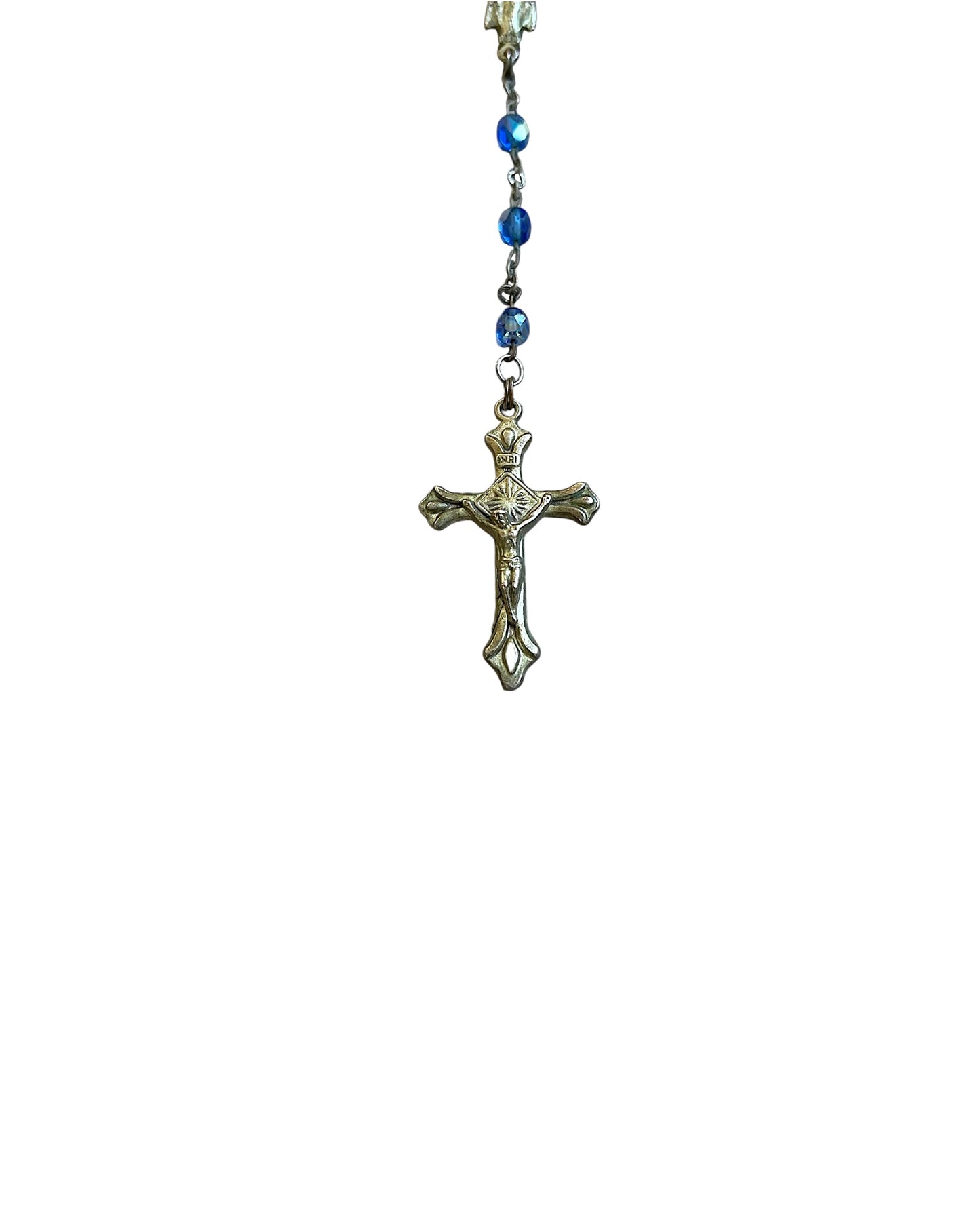Dolce & Gabbana Cross Rosary Blue Crystal Alloy Necklace