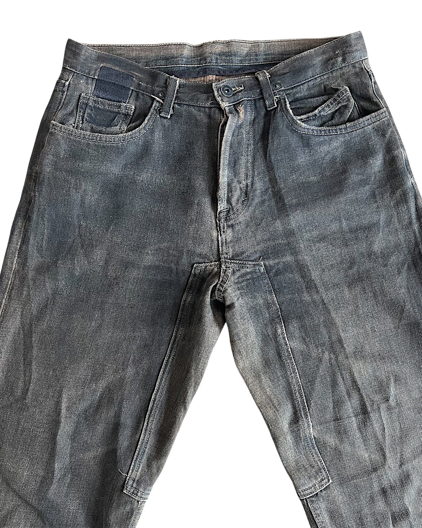 Rick Owens 00s SLAB Mud Coated Denim Jeans