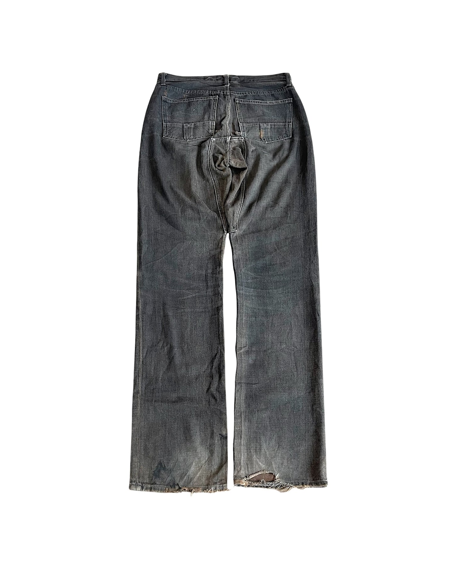 Rick Owens 00s SLAB Mud Coated Denim Jeans