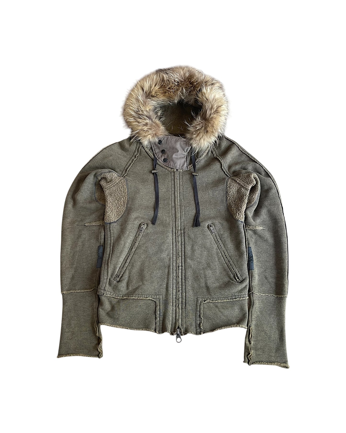 L.G.B. Raccoon Fur Parka Hoodie Sweatshirt